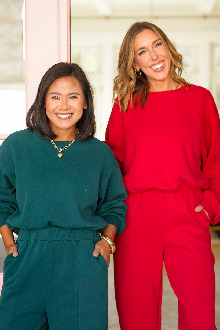 Long Sleeve Elastic Hem Crop Sweatshirt