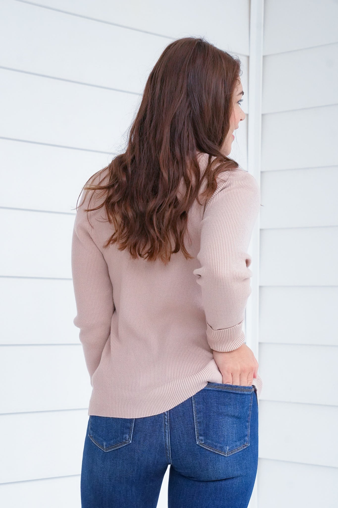Ribbed Long Sleeve Crew Neck Pullover Sweater