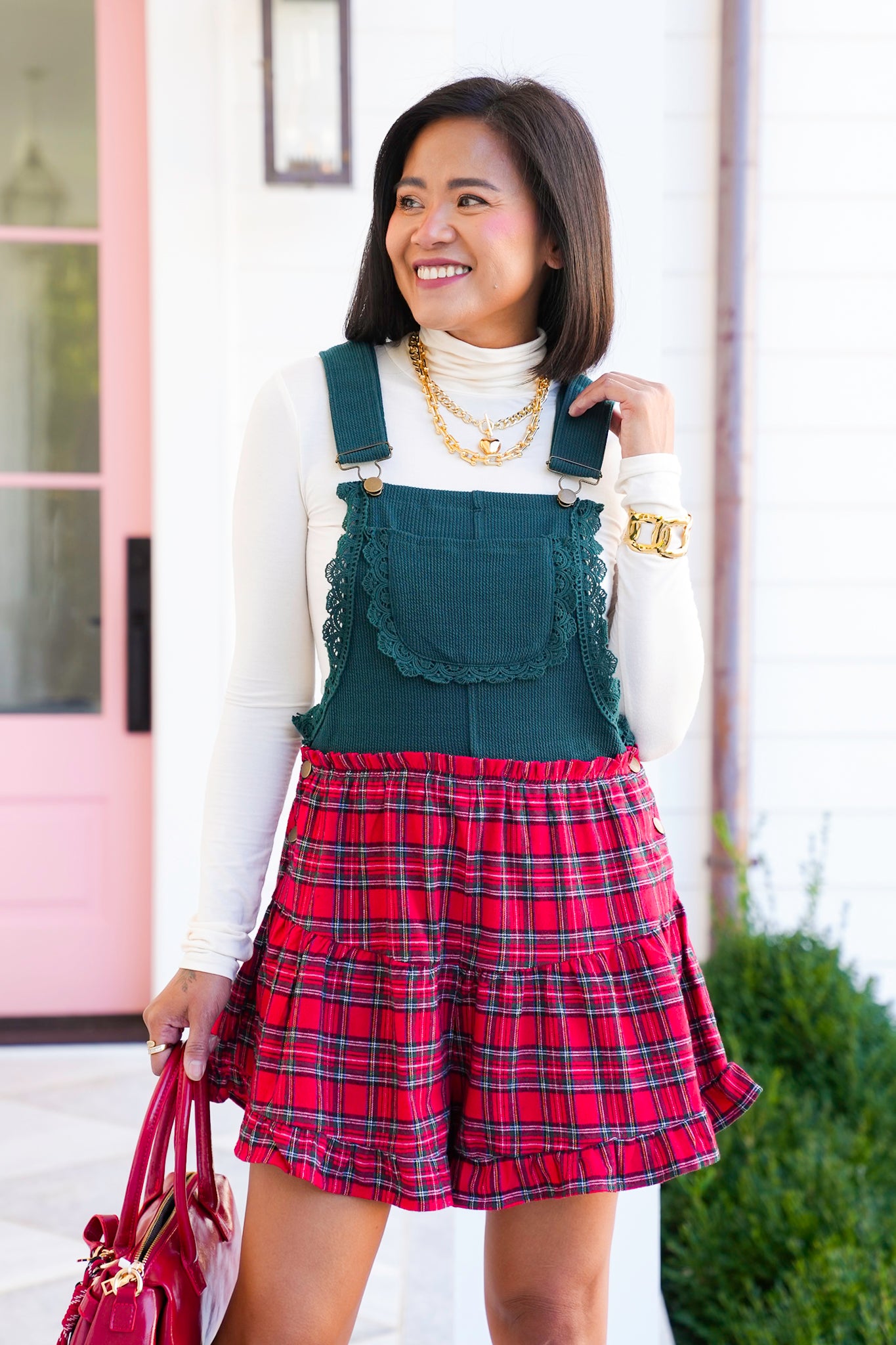 Sleeveless Contrast Plaid Romper