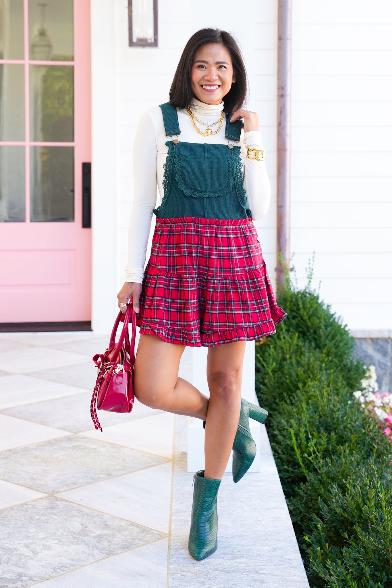 Sleeveless Contrast Plaid Romper