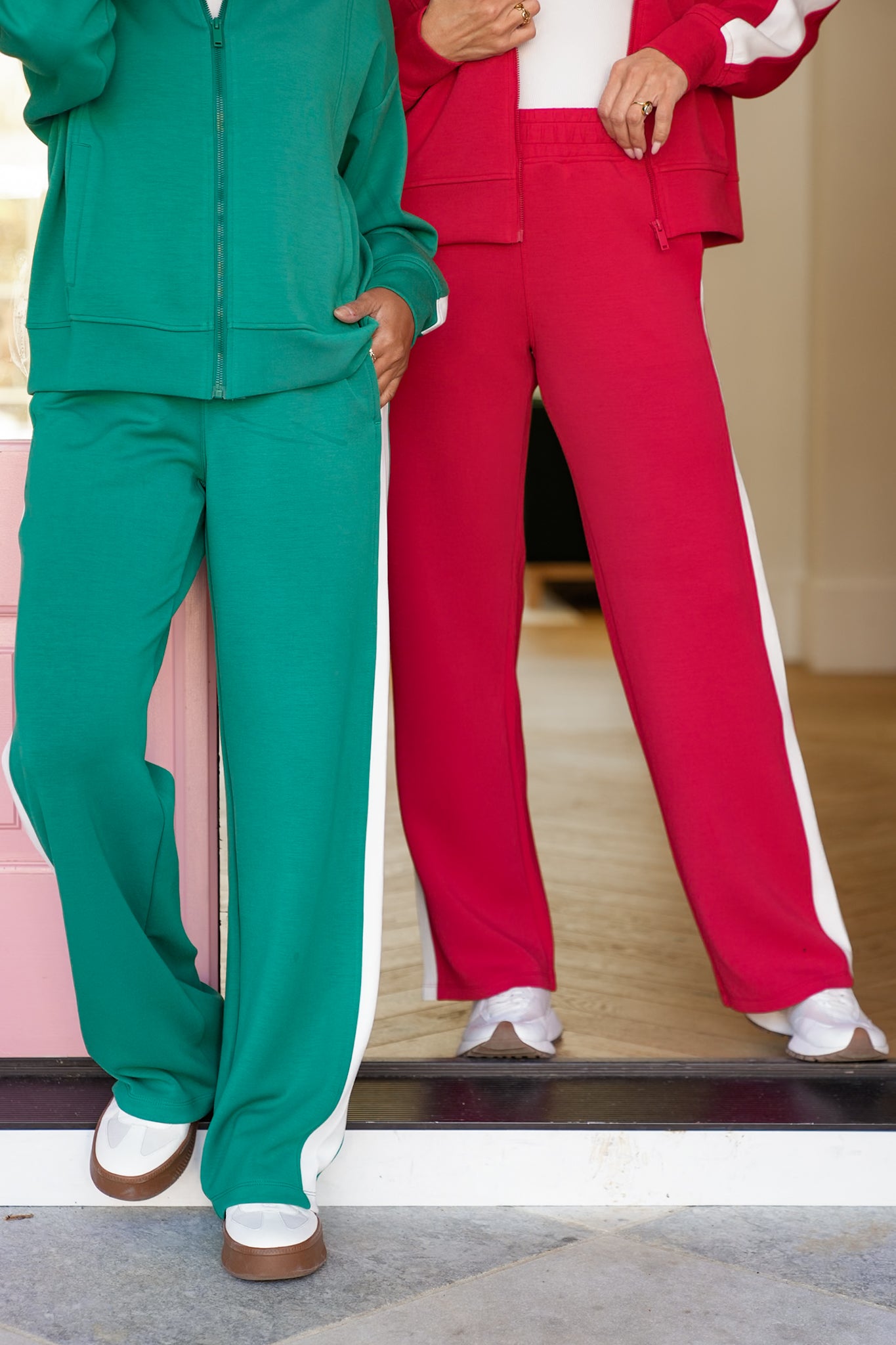 Scuba Elastic Waist Pants with Side Stripe