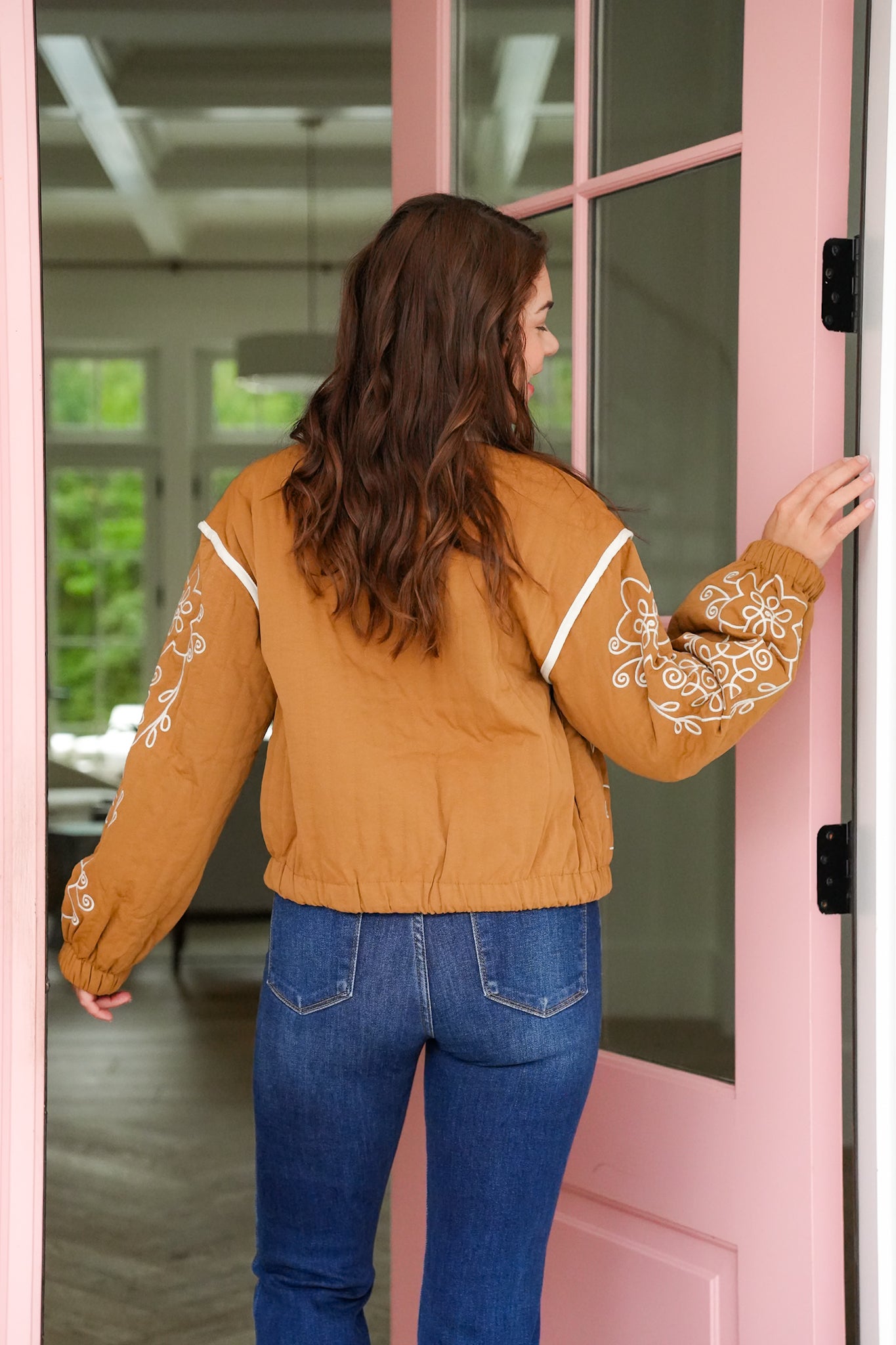 Embroidered Quilted Long Sleeve Jacket