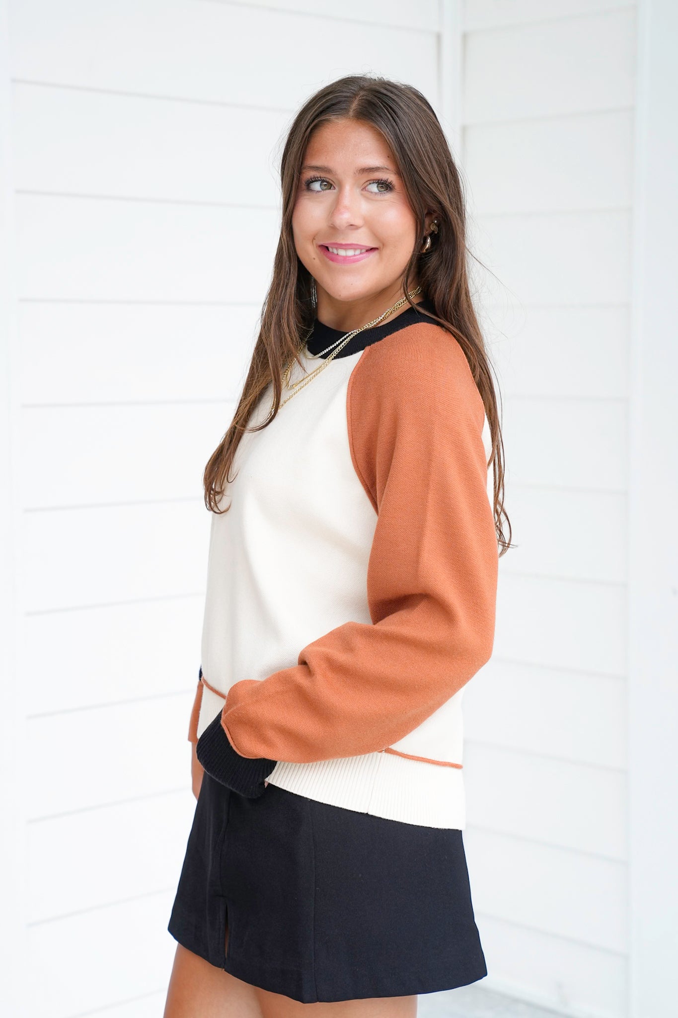 Color Block Long Sleeve Pullover Sweater