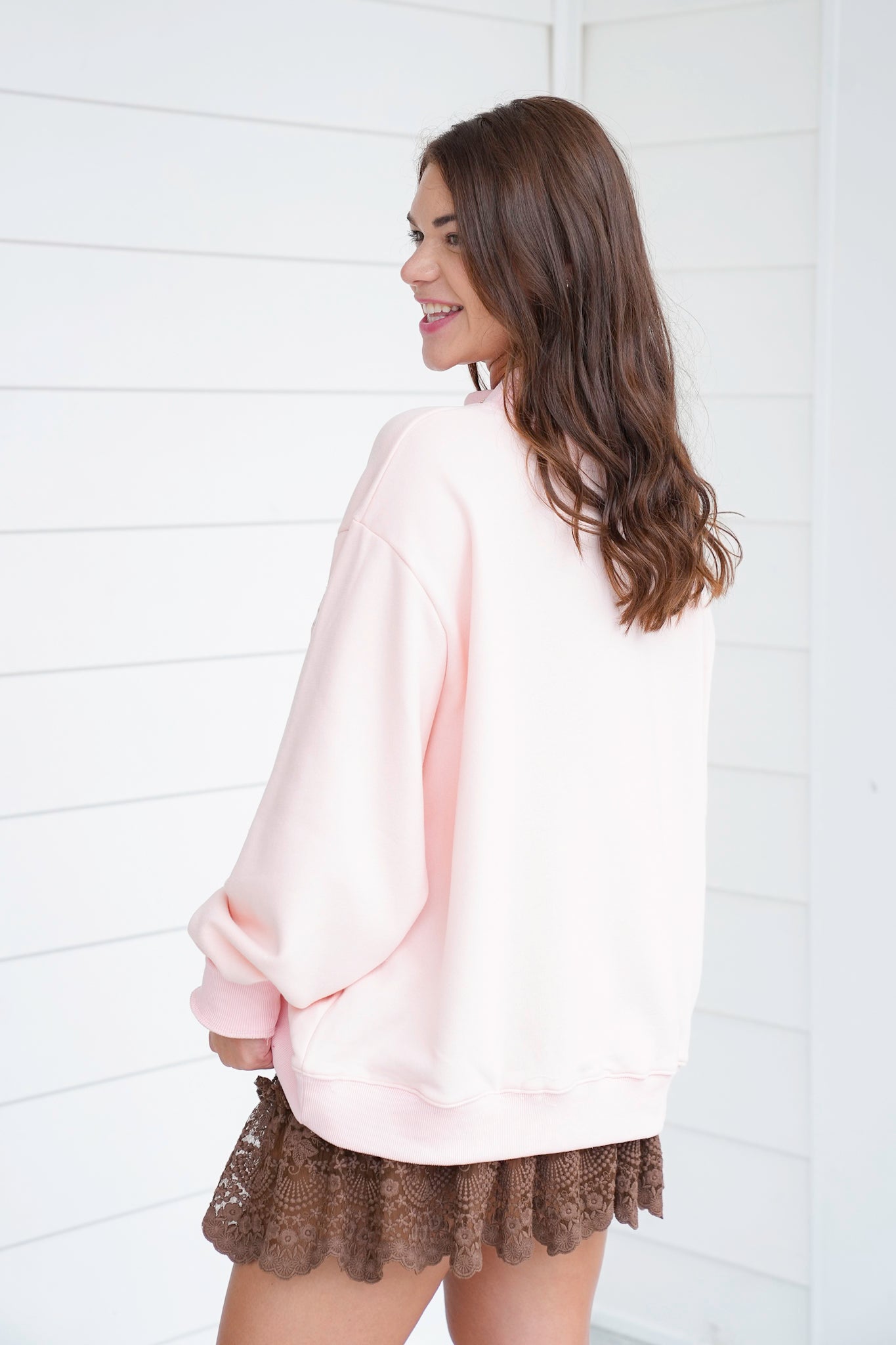 Long Sleeve Embroidered " Blessed" Pullover Sweatshirt