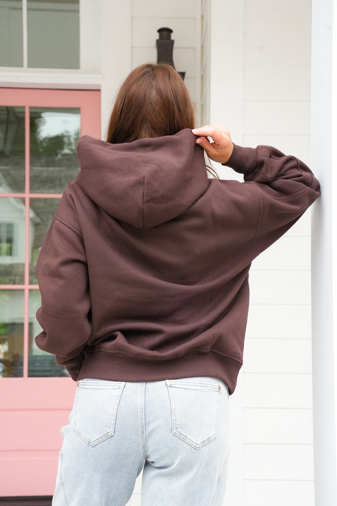 Solid Long Sleeve Fleece Hoodie