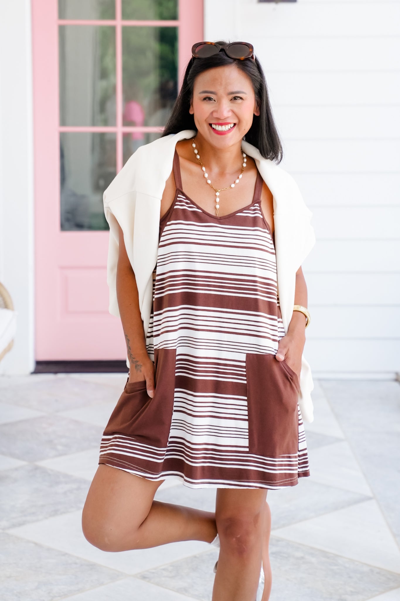 Stripe Sleeveless Mini Dress with Shorts