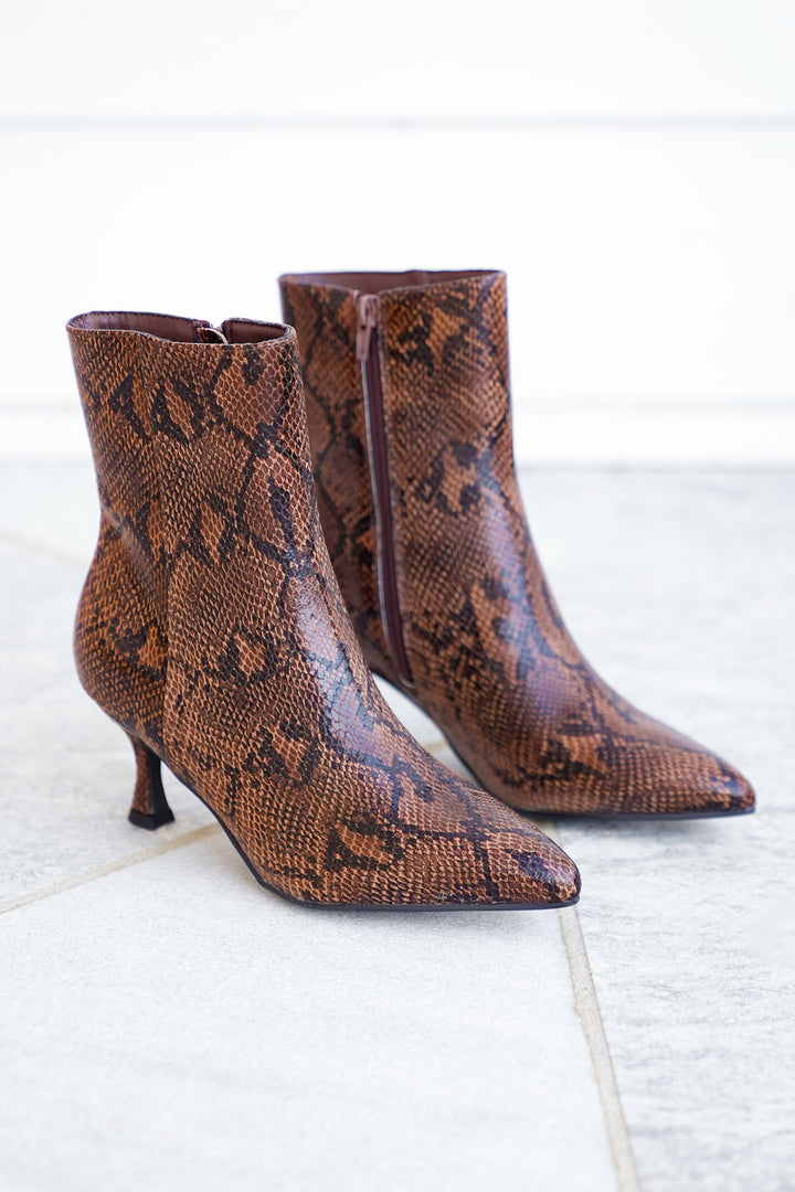 MIA Chic Embossed Ankle Heel Boot