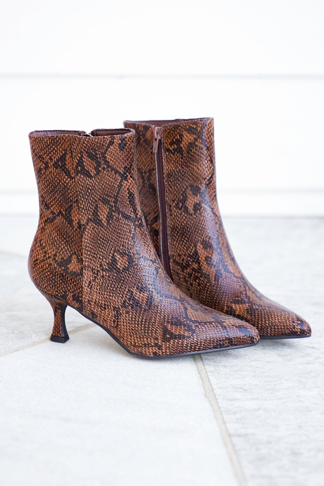 MIA Chic Embossed Ankle Heel Boot