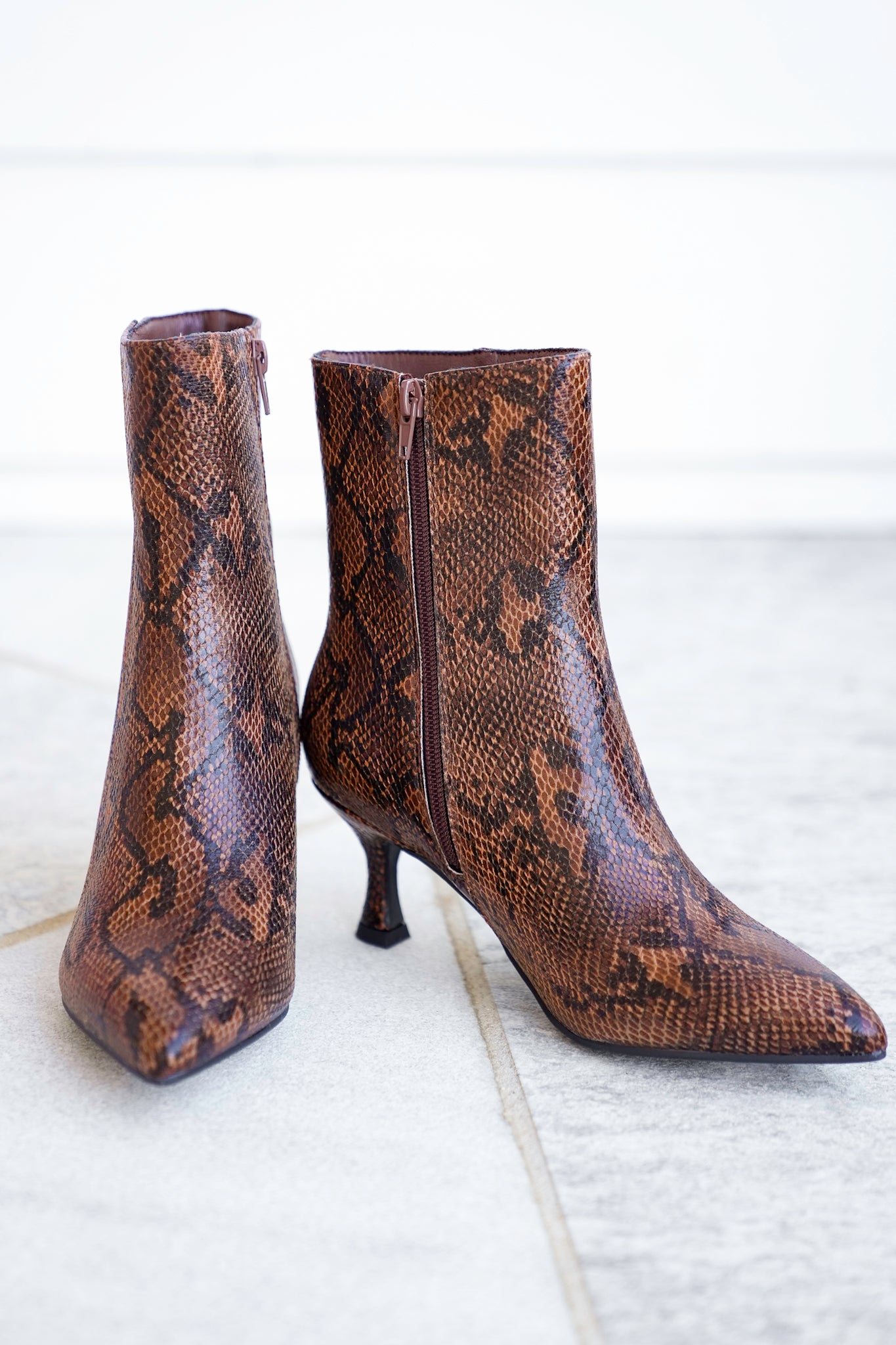 MIA Chic Embossed Ankle Heel Boot