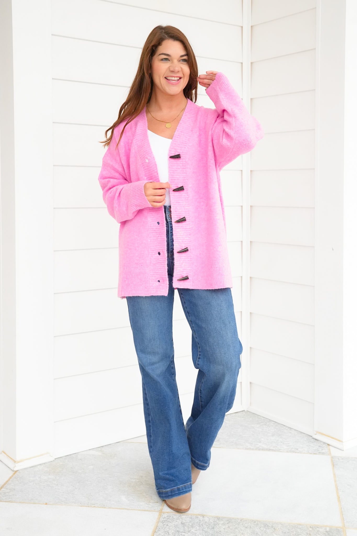 Long Sleeve Toggle Button Down Cardigan