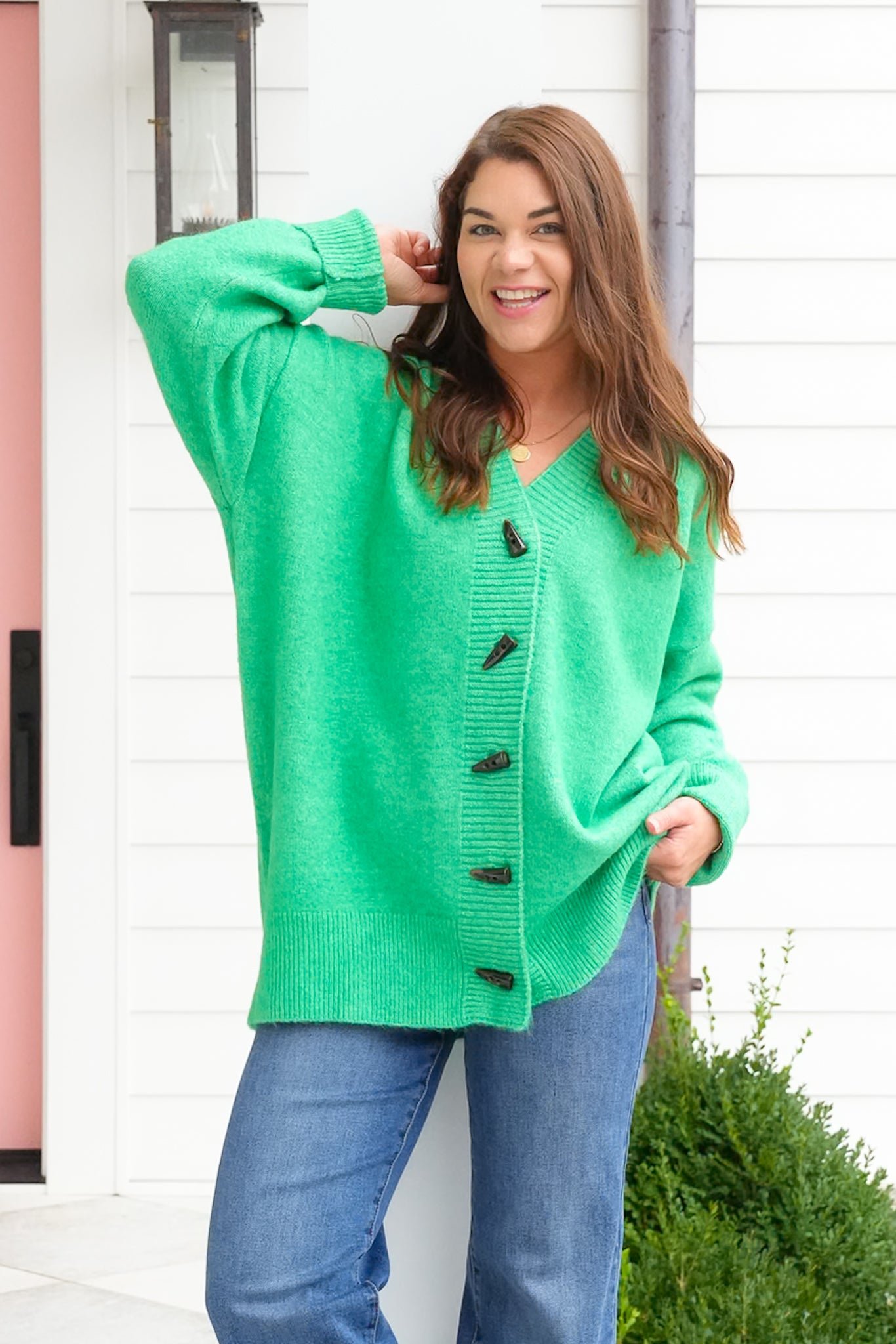 Long Sleeve Toggle Button Down Cardigan