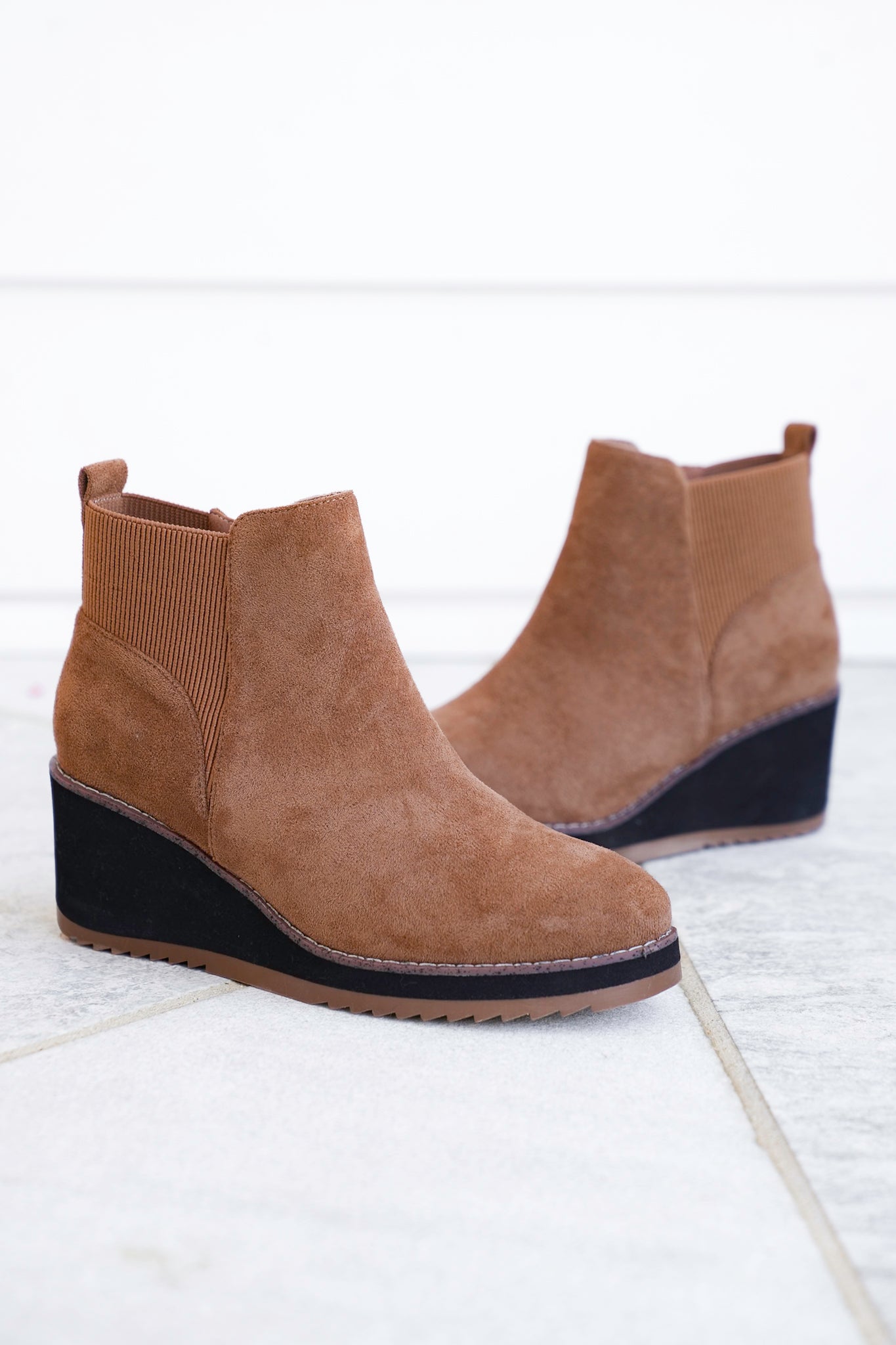 Corky's "Apple Sauced" Vegan Suede Wedge Ankle Booties