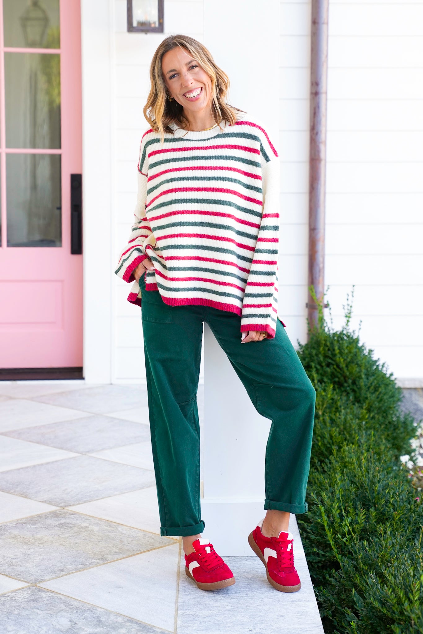 Stripe Long Sleeve Pullover Sweater