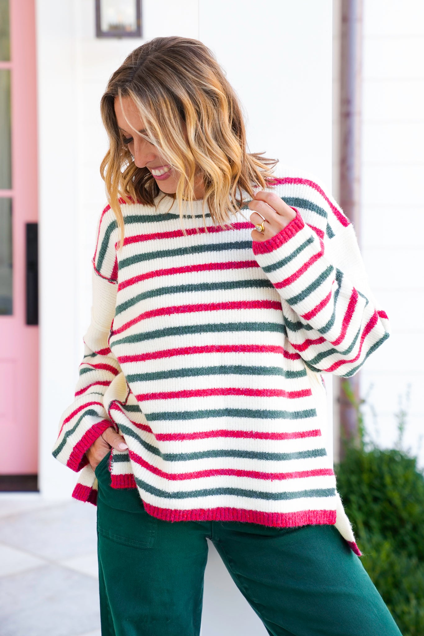 Stripe Long Sleeve Pullover Sweater