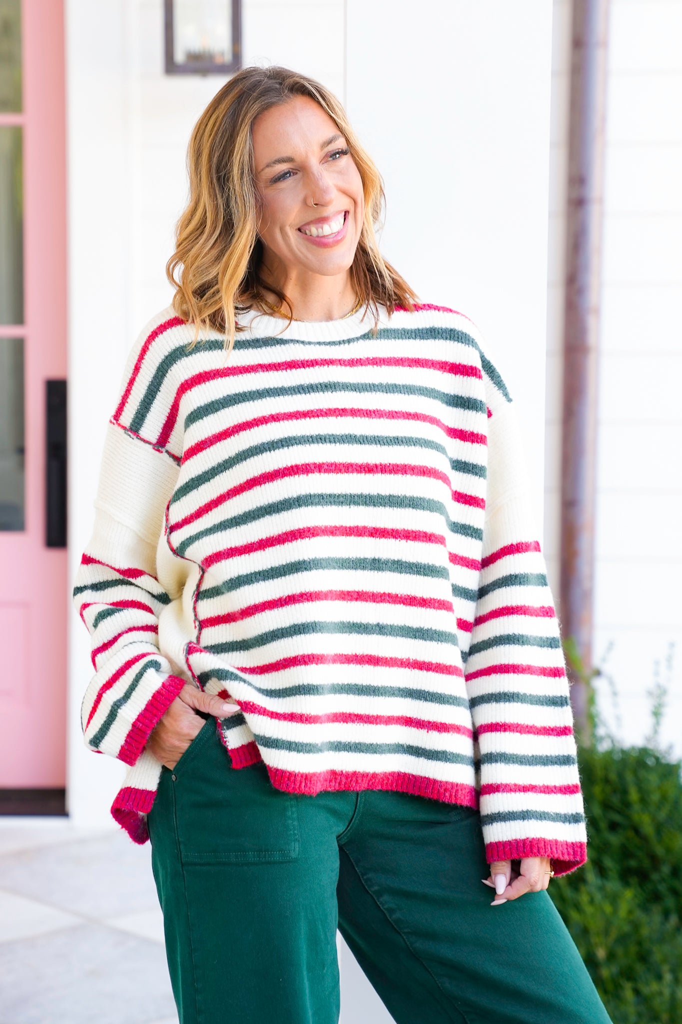 Stripe Long Sleeve Pullover Sweater