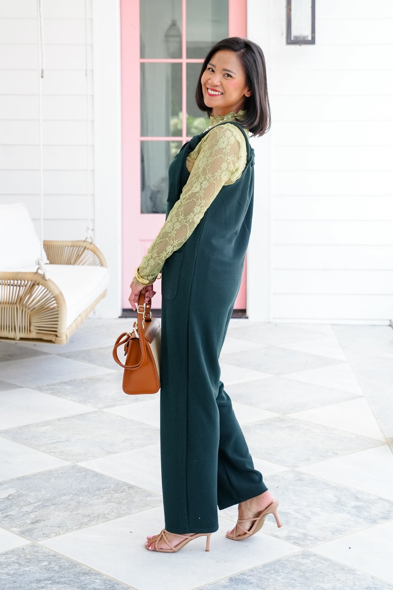 Sleeveless Knit Jumpsuit with front Patch Pockets