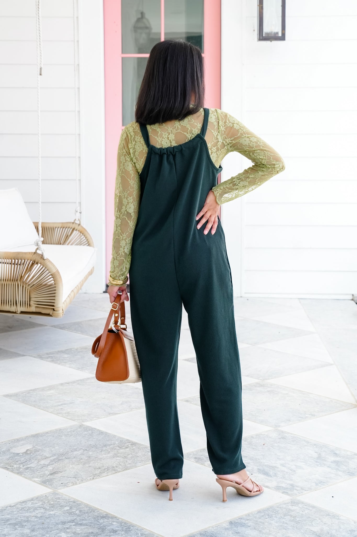 Sleeveless Knit Jumpsuit with front Patch Pockets