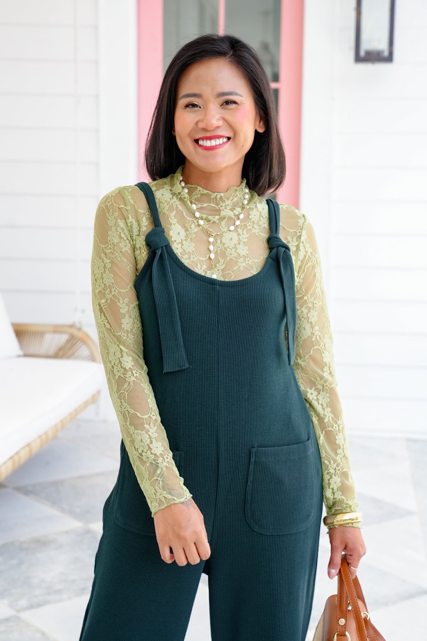 Sleeveless Knit Jumpsuit with front Patch Pockets