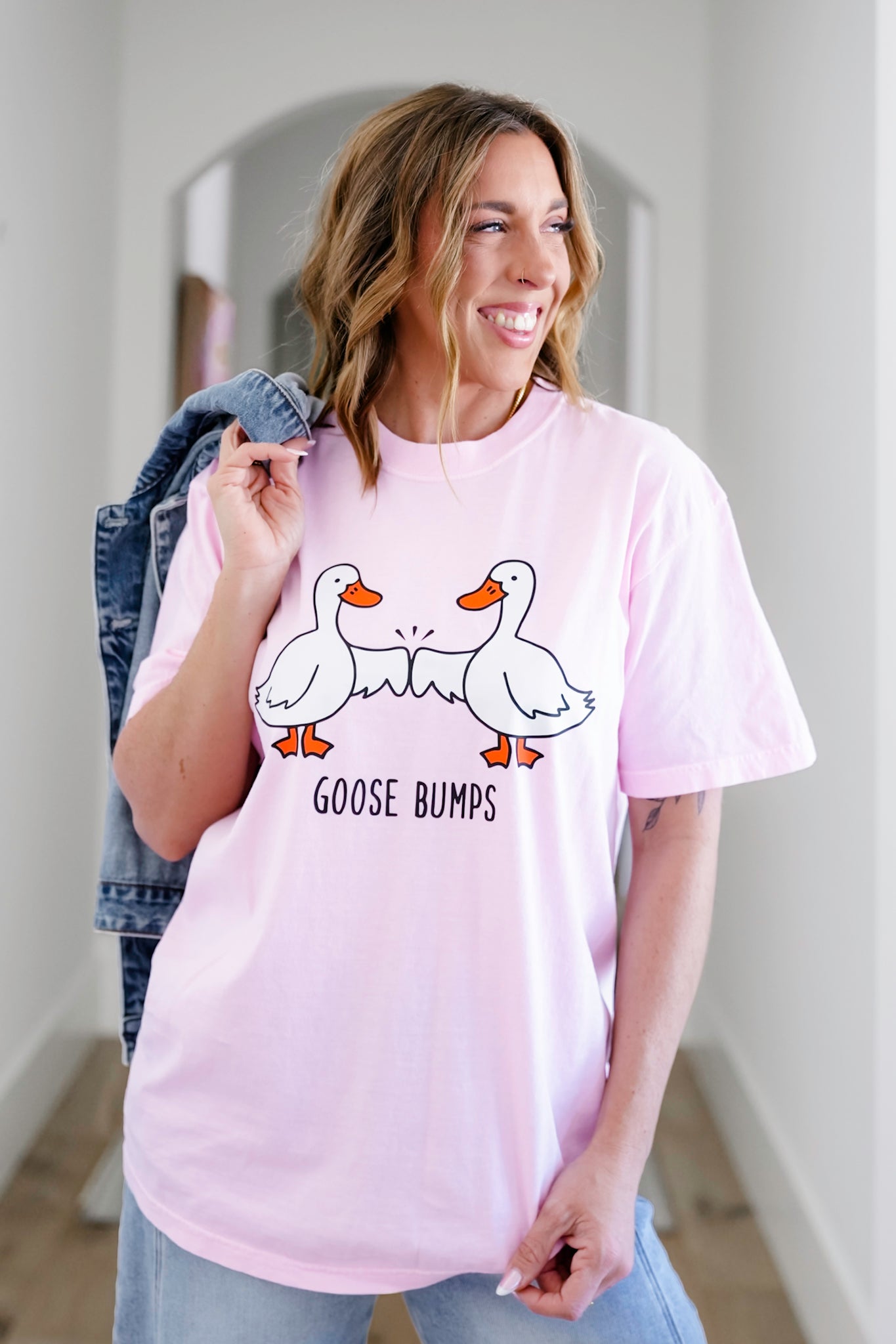 Plus/Reg Short Sleeve "Goose Bumps" Graphic Tee