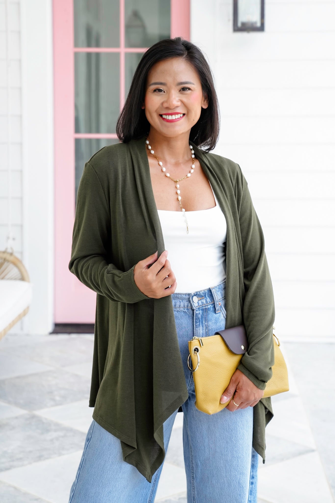 Plus/Reg Door Buster! Long Sleeve Cascading Open Front Cardigan