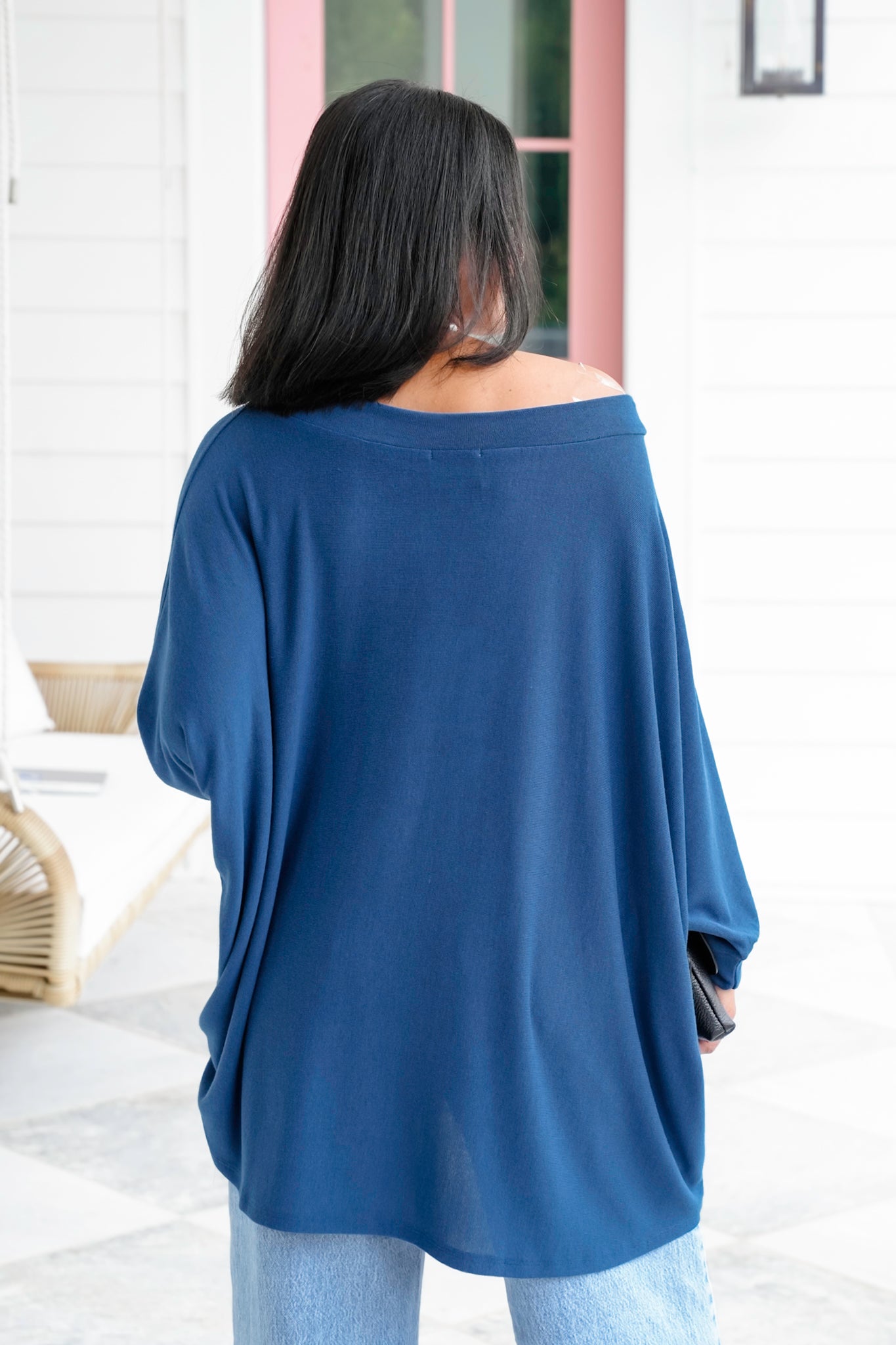 Plus/Reg Long Dolman Sleeve Round Neck Top