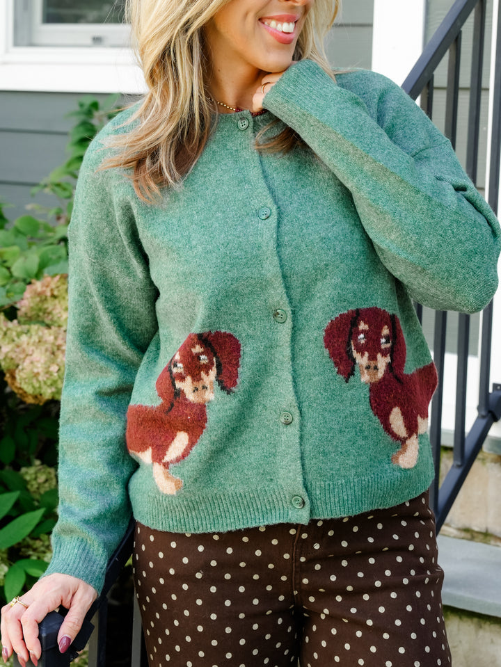 Dachshund Long Sleeve Button Down Cardigan