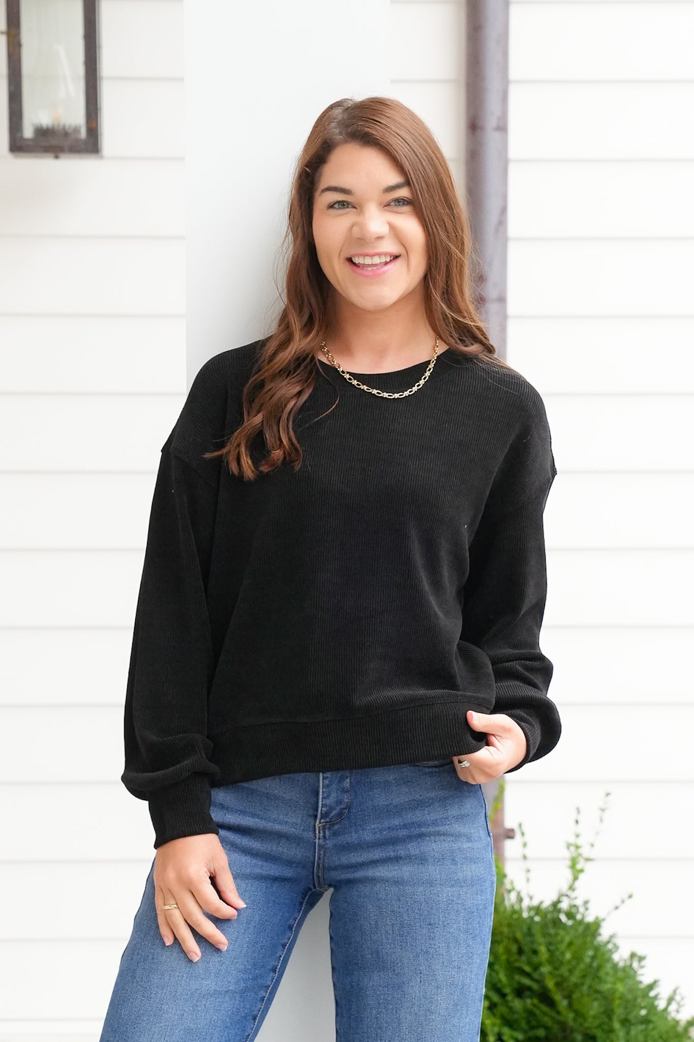 Corduroy Long Sleeve Pullover Top