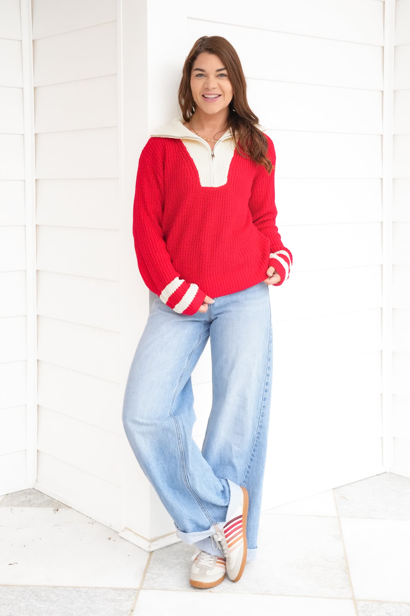Long Sleeve Half Zip Knit Sweater