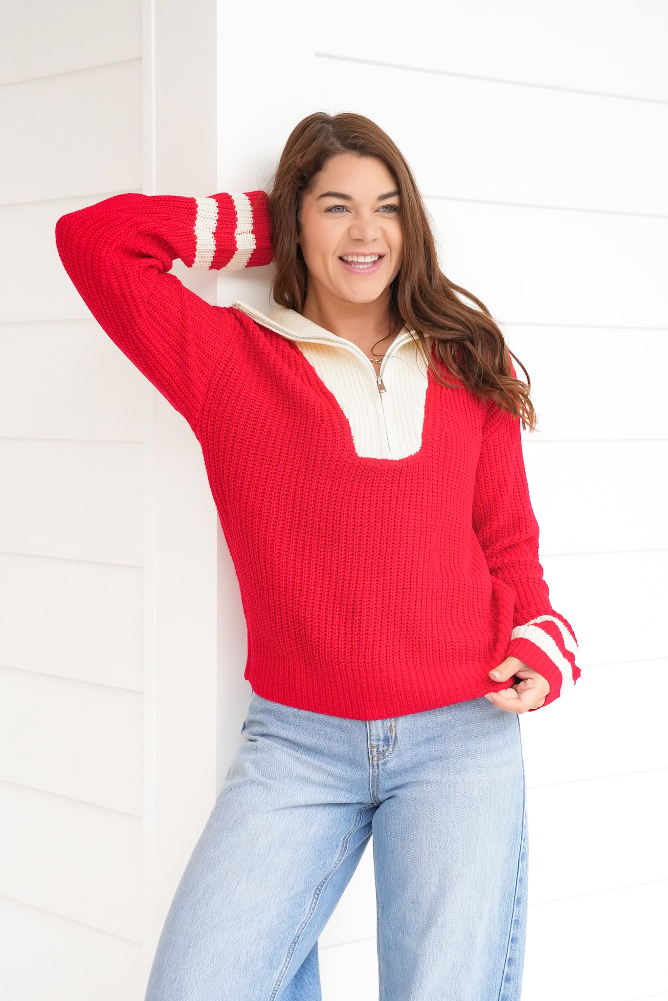 Long Sleeve Half Zip Knit Sweater