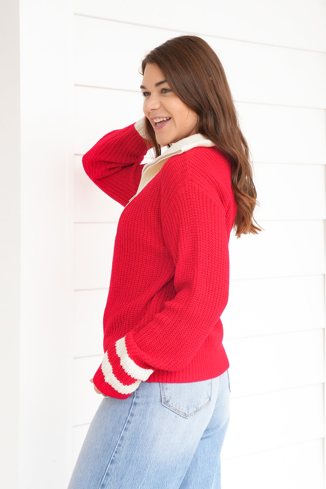 Long Sleeve Half Zip Knit Sweater