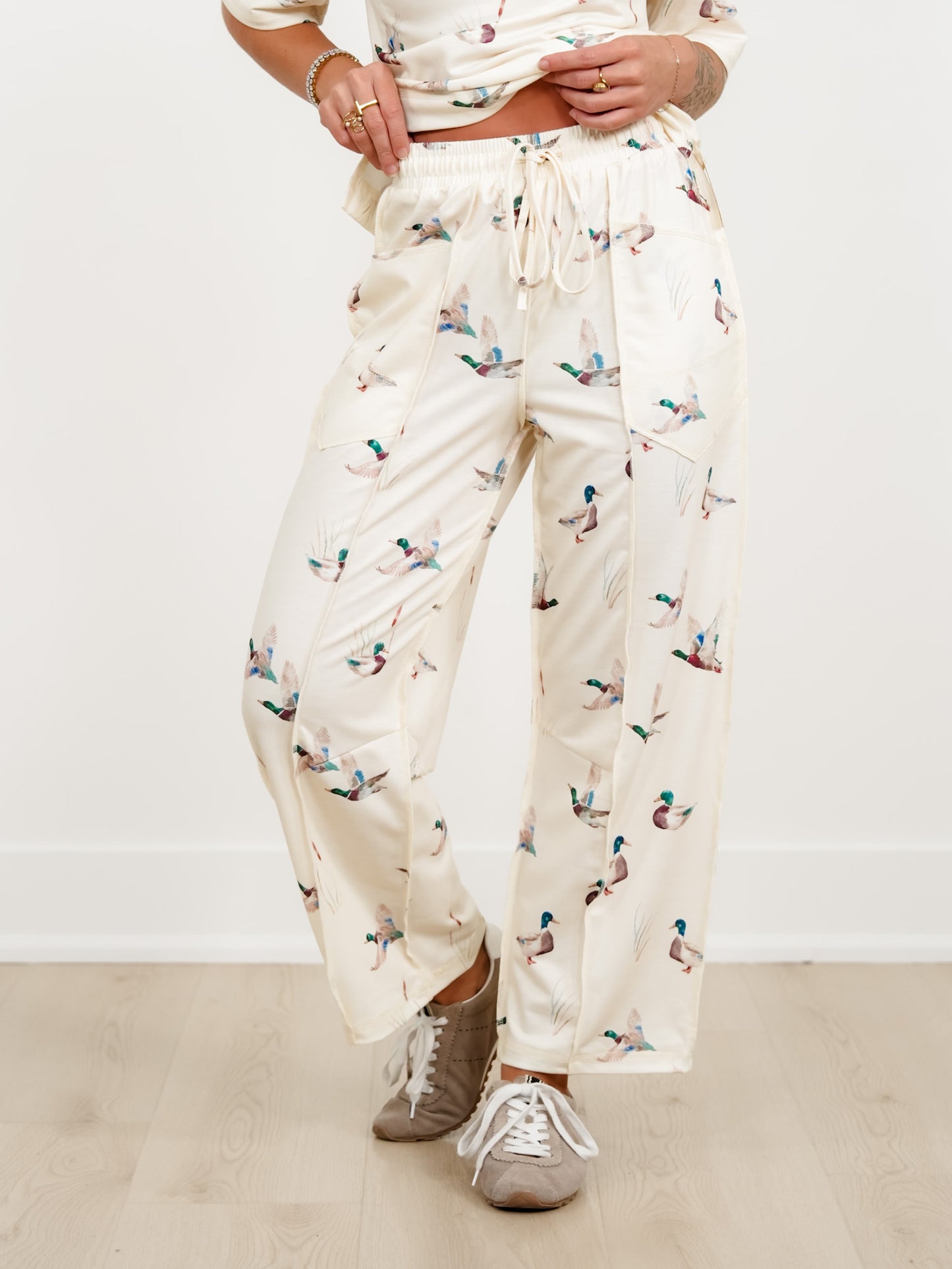 Mallard Duck Print Short Sleeve Top and Pants Set