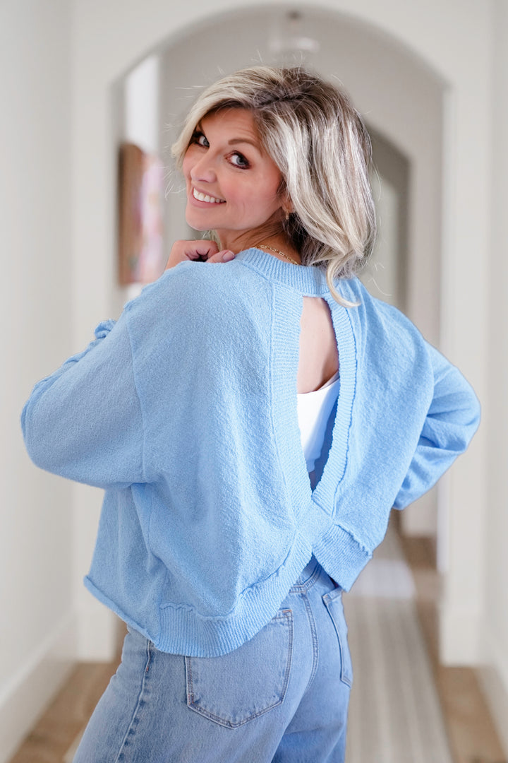 Long Sleeve Open Back Knit Sweater