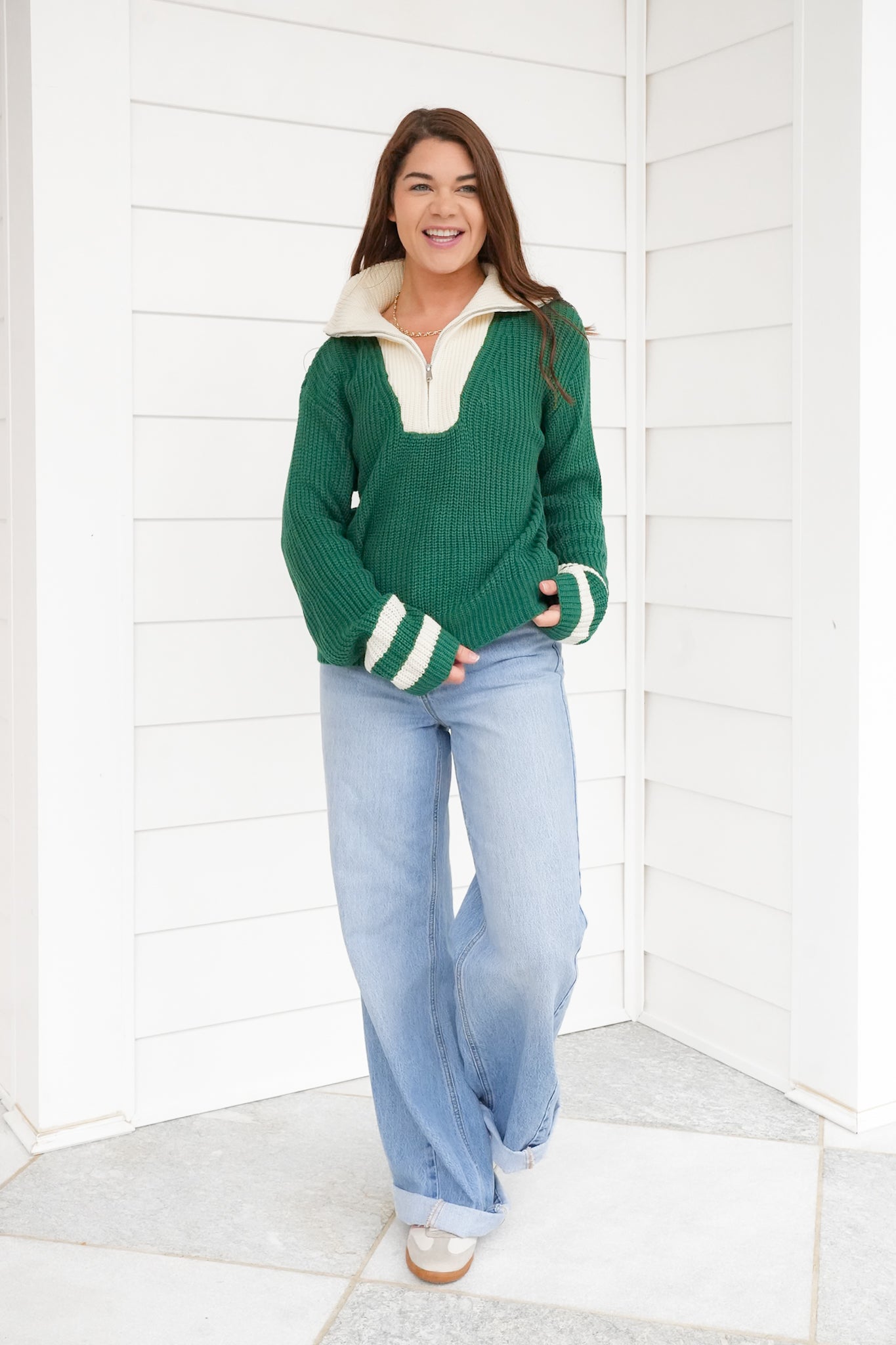 Long Sleeve Half Zip Knit Sweater