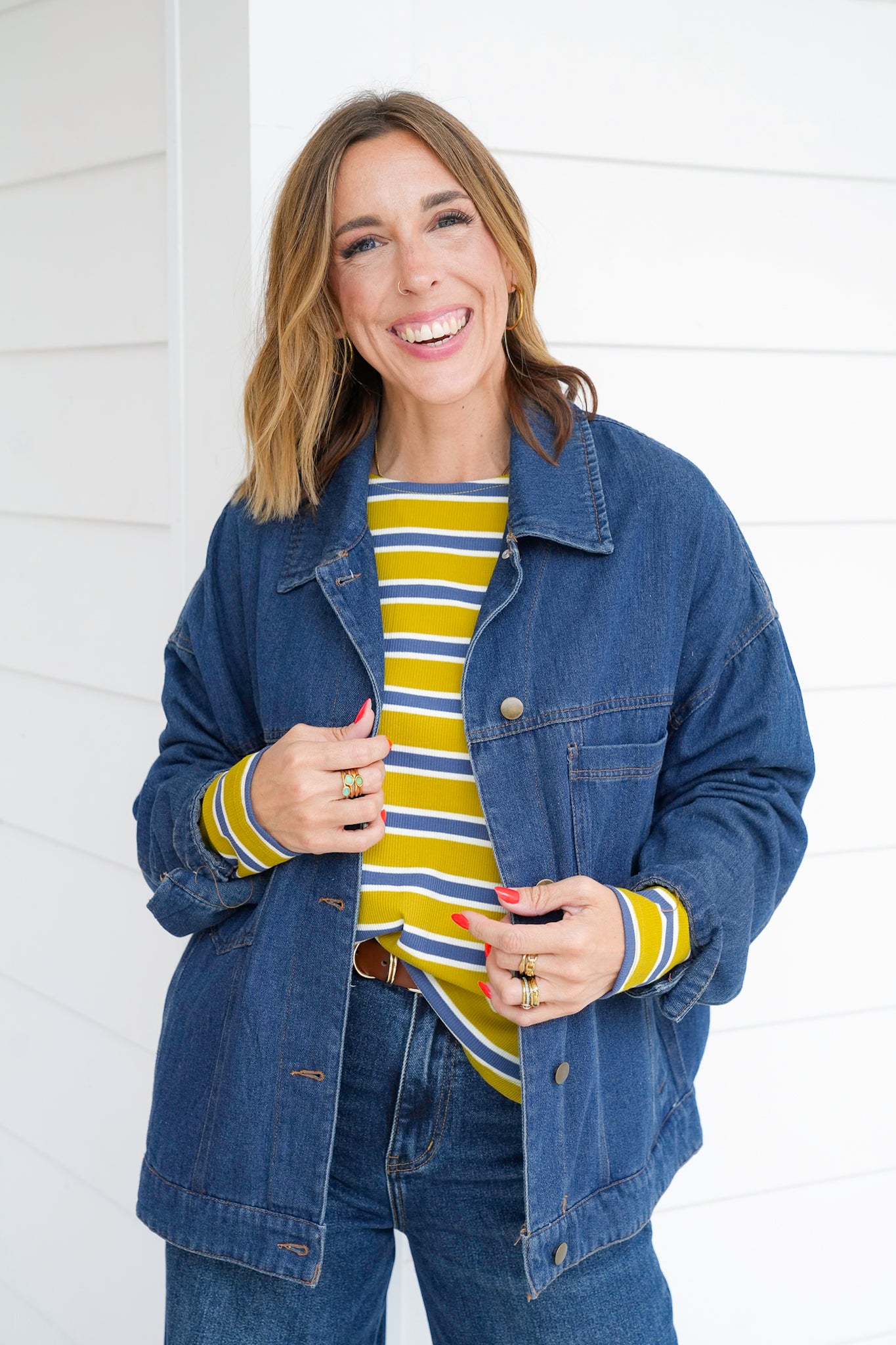 Stripe Ribbed Knit Long Sleeve Top