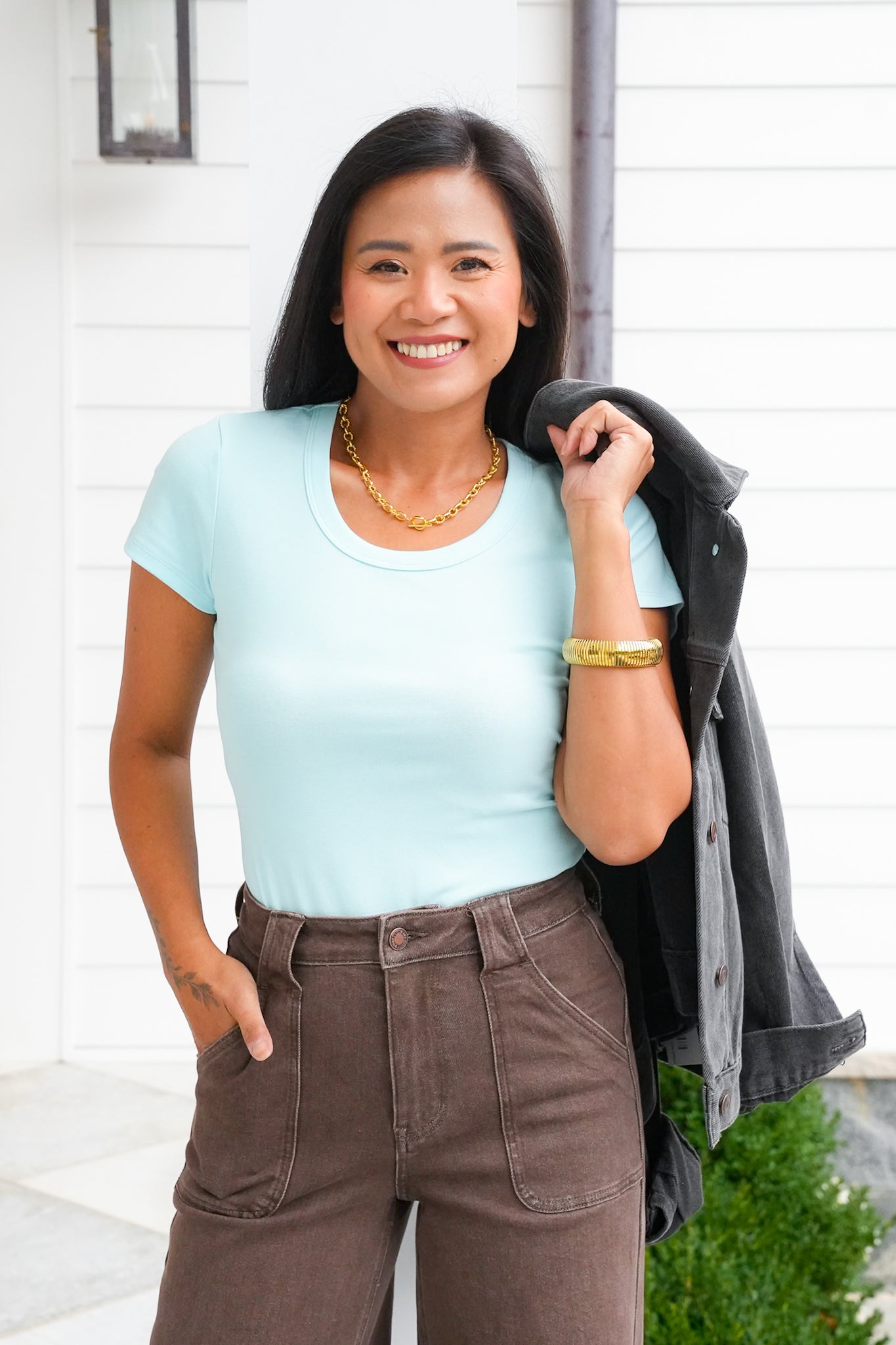 Door Buster! Plus/Reg Solid Basic Short Sleeve Round Neck Top