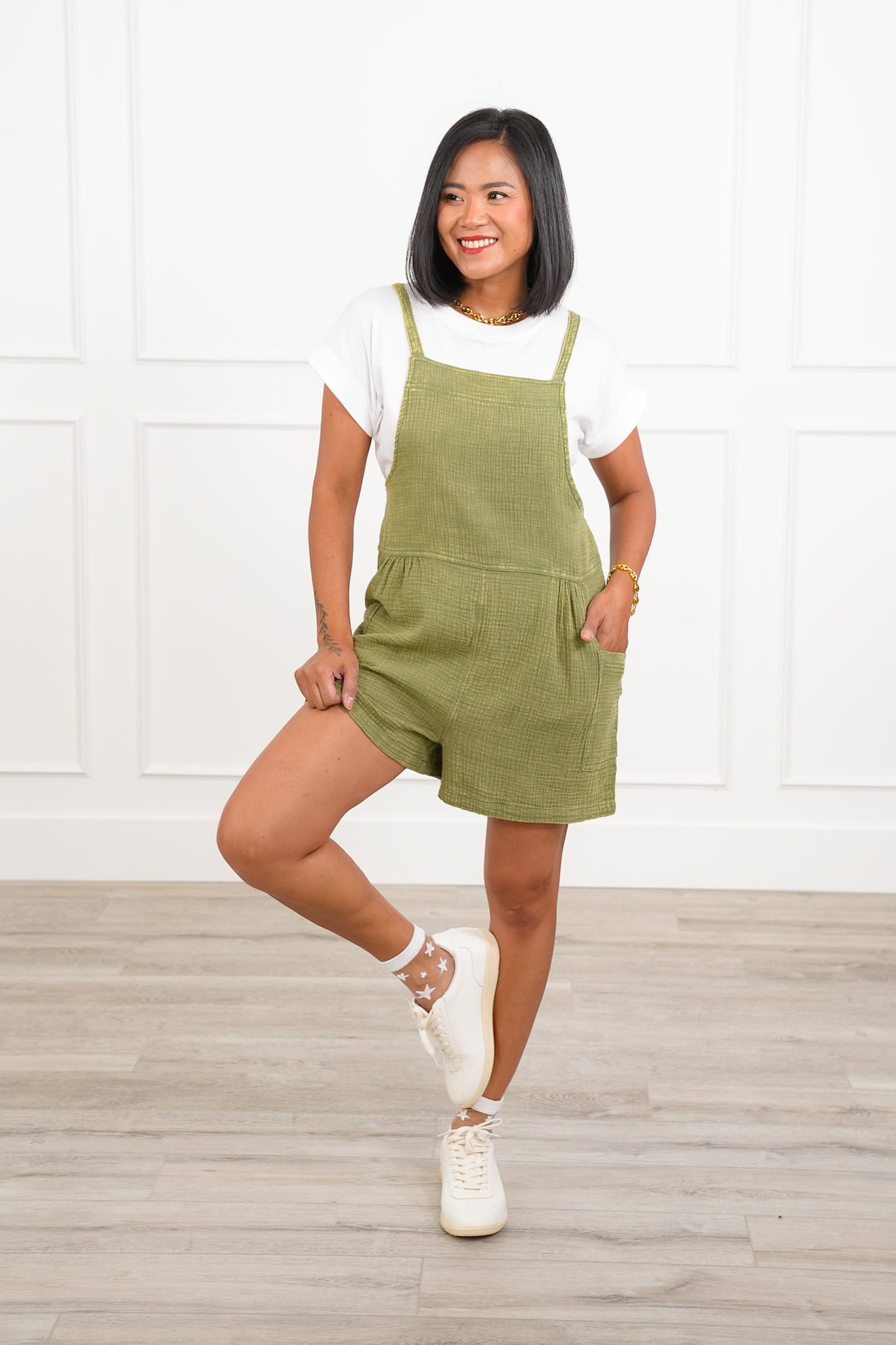 Door Buster! Zenana Washed Double Gauze Tie Back Rompers