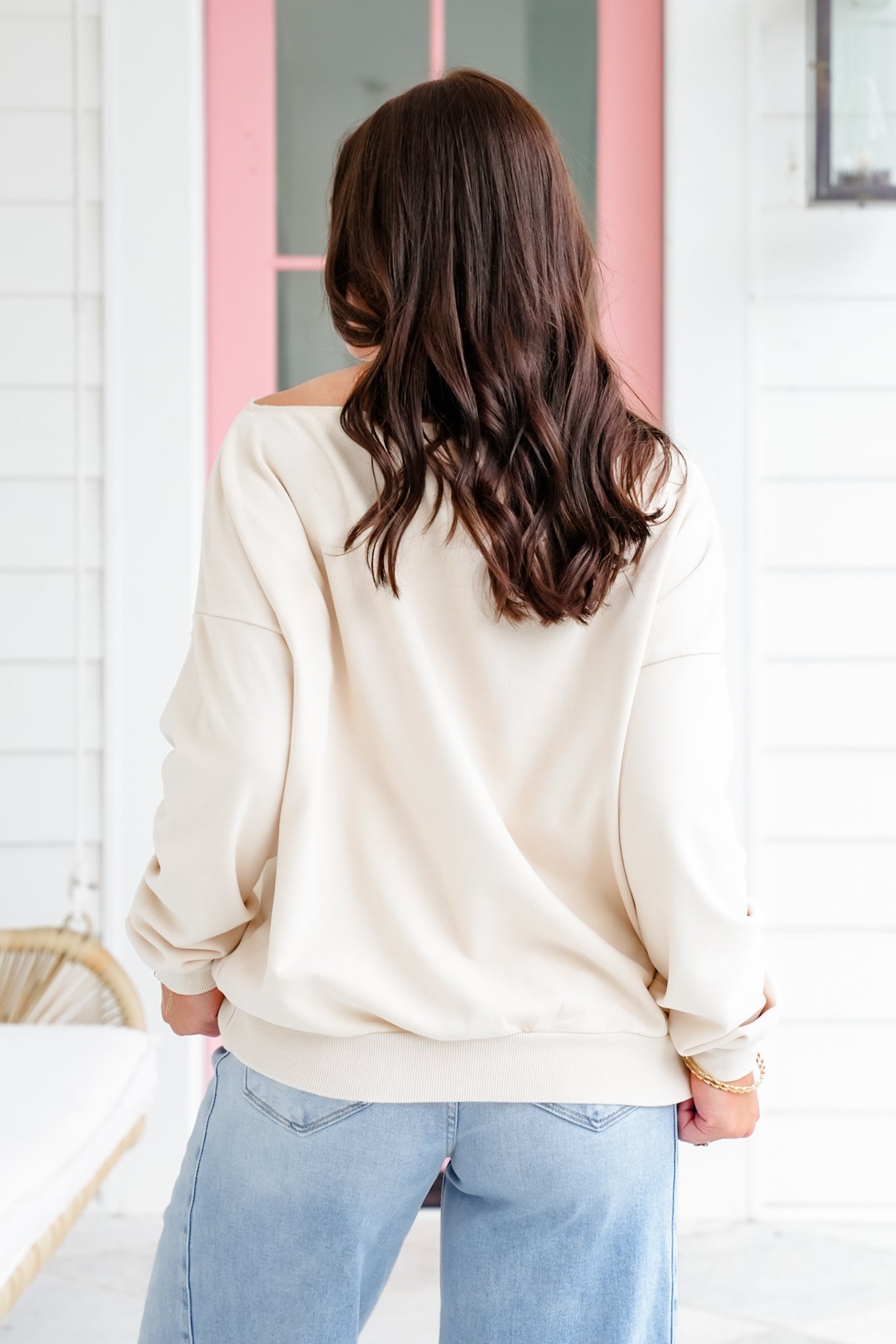 Cowboy Boot Print Long Sleeve French Terry Pullover Top