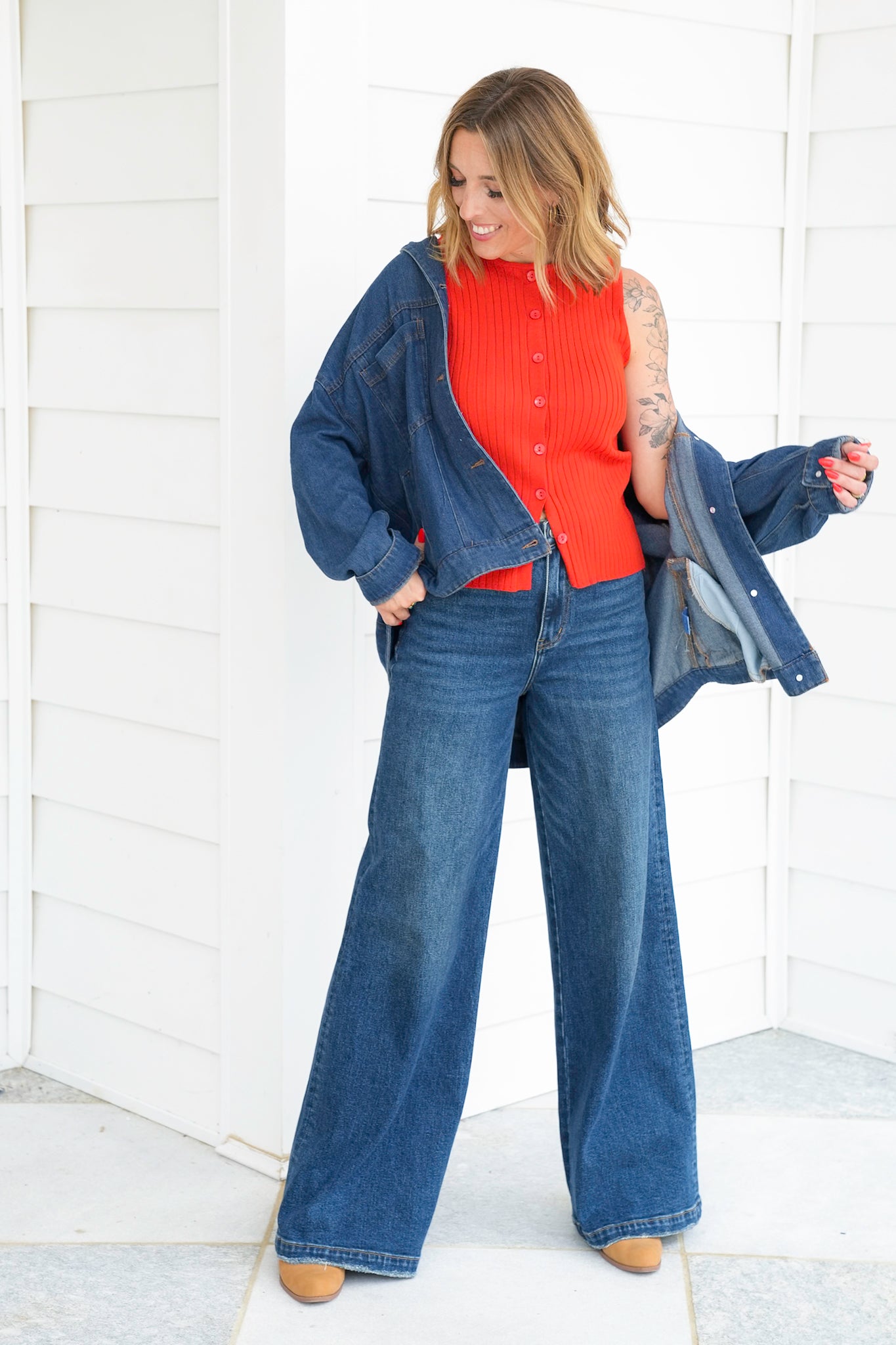 Ribbed Knit Button Up Tank Top