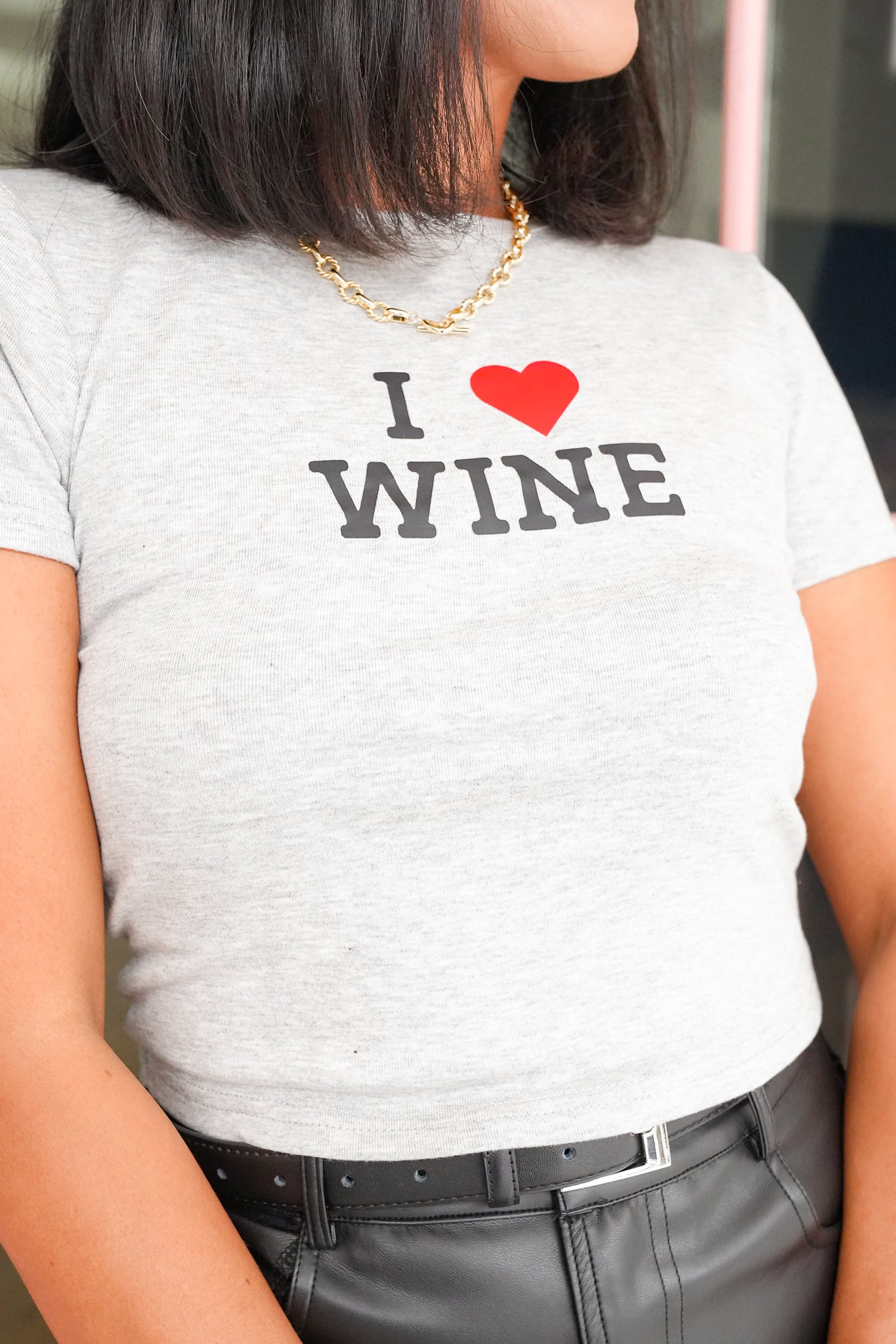 Short Sleeve 'I Love Wine' Baby Tee