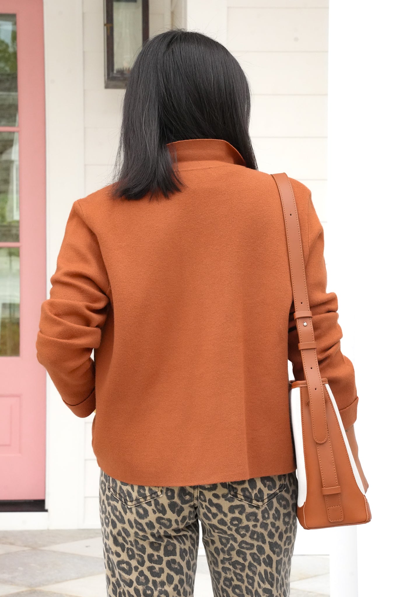 Plus/Reg Knit Long Sleeve Button Down Top