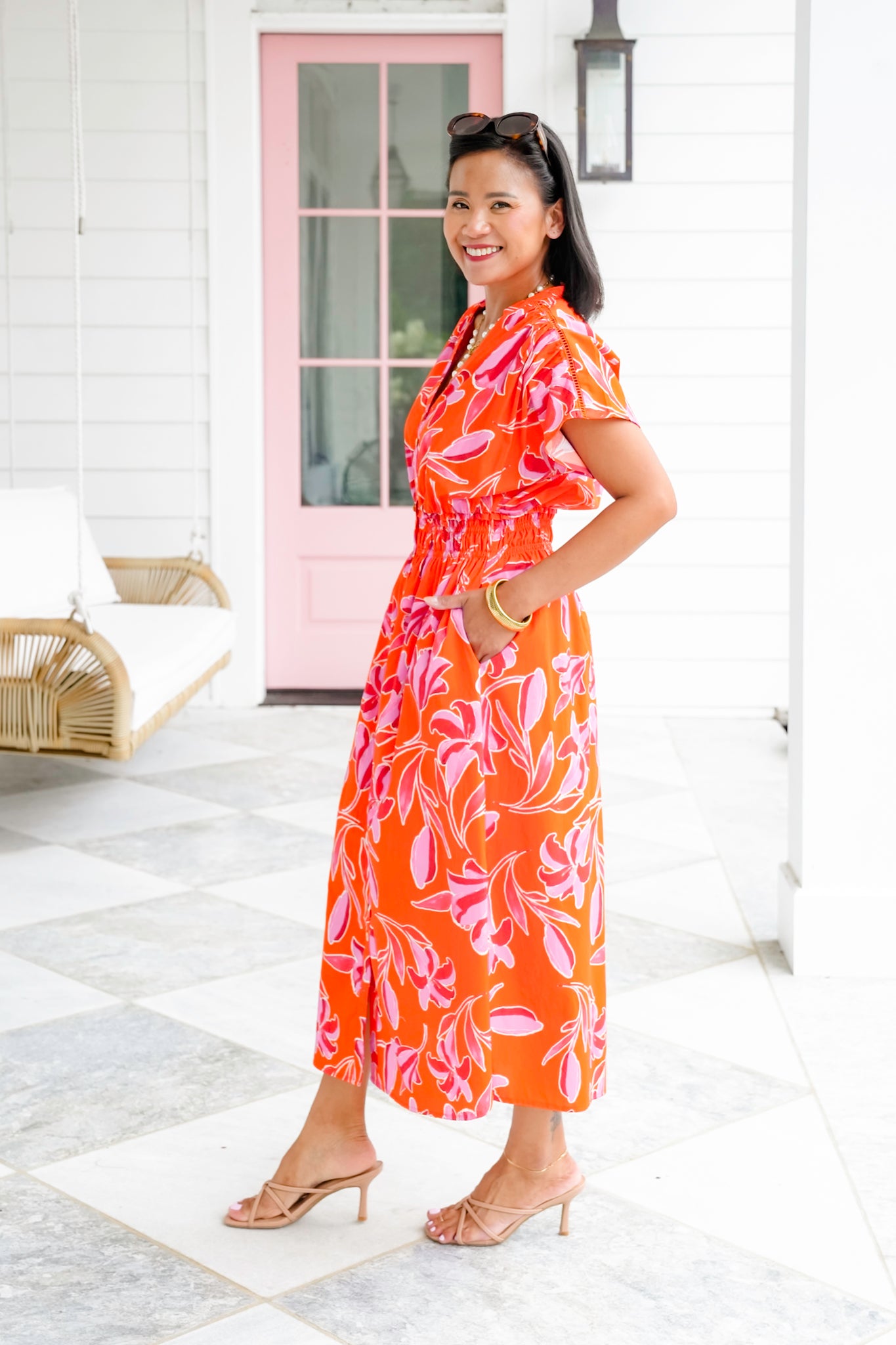 Floral Short Sleeve Button Down Maxi Dress
