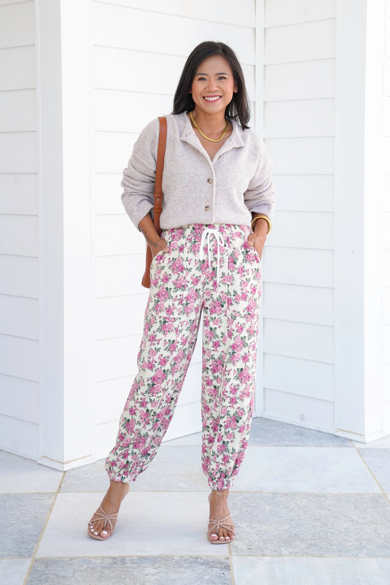 Floral Print Elastic Waist Jogger Pants