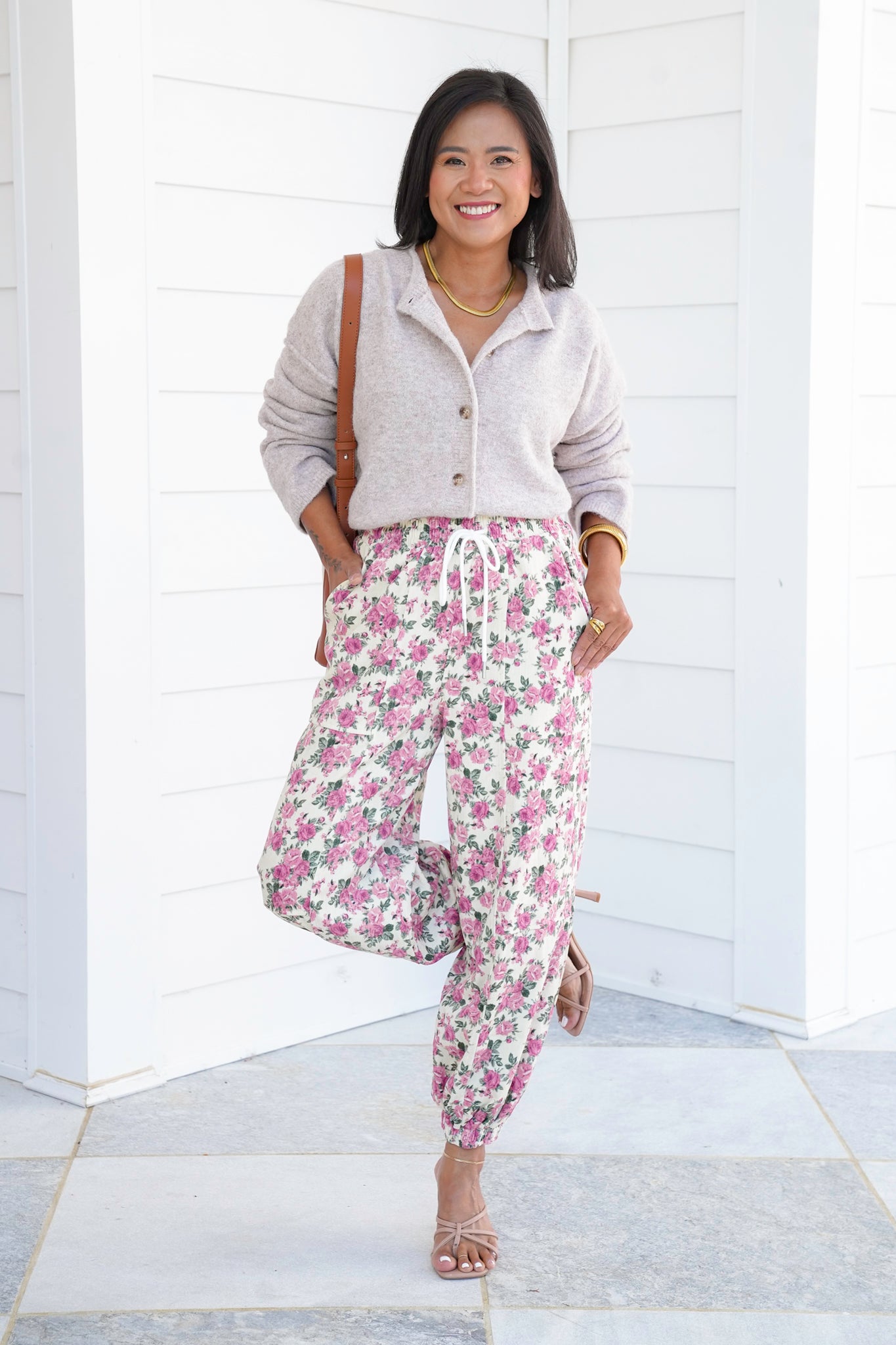 Floral Print Elastic Waist Jogger Pants