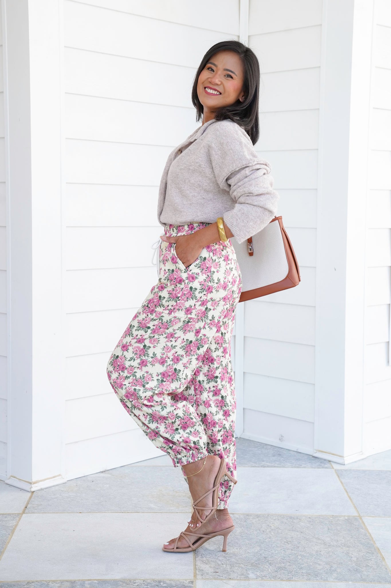 Floral Print Elastic Waist Jogger Pants