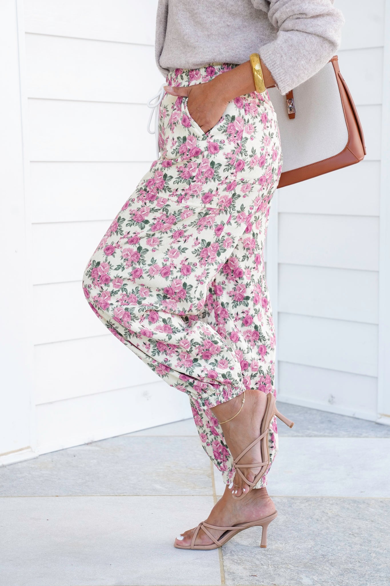 Floral Print Elastic Waist Jogger Pants