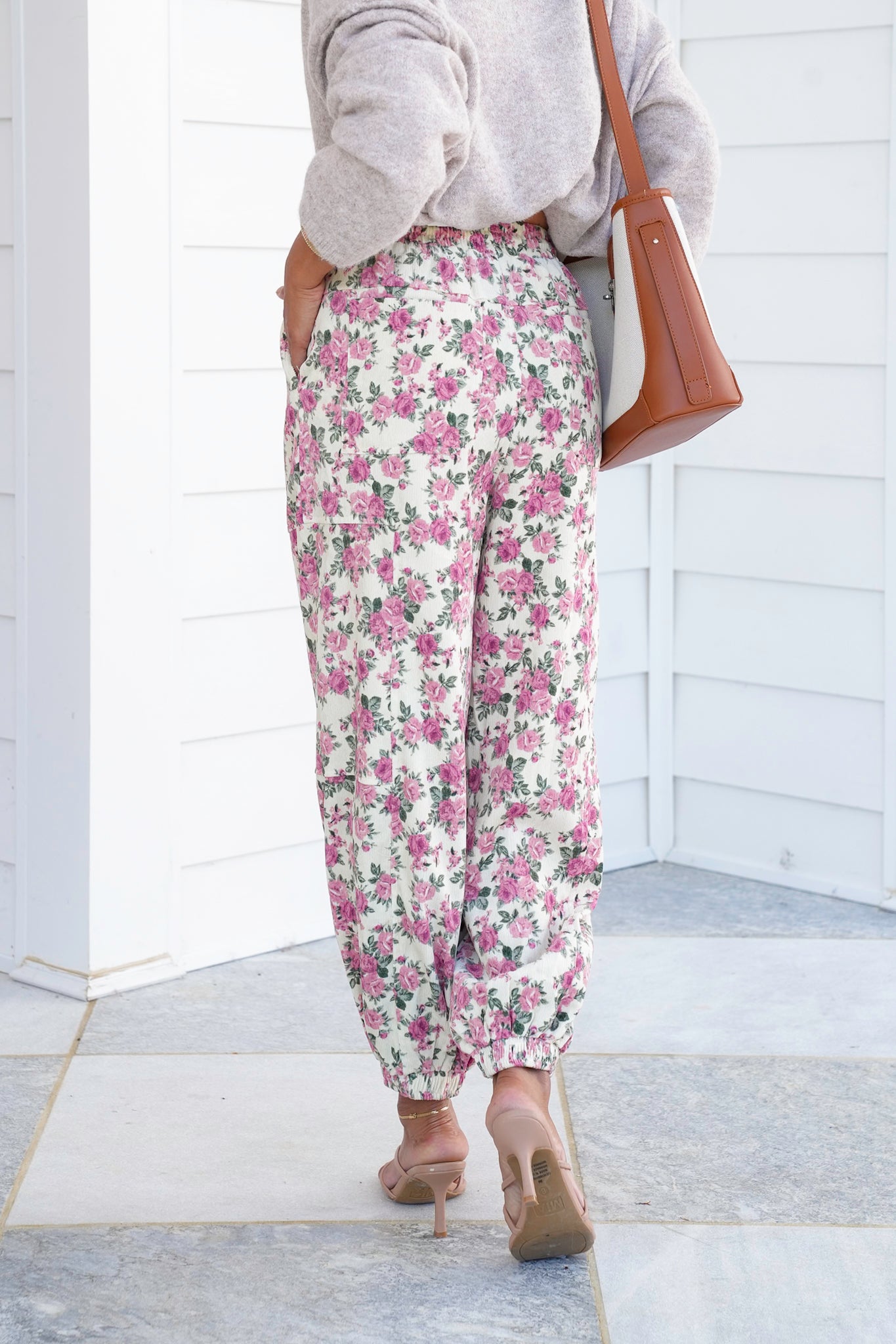 Floral Print Elastic Waist Jogger Pants