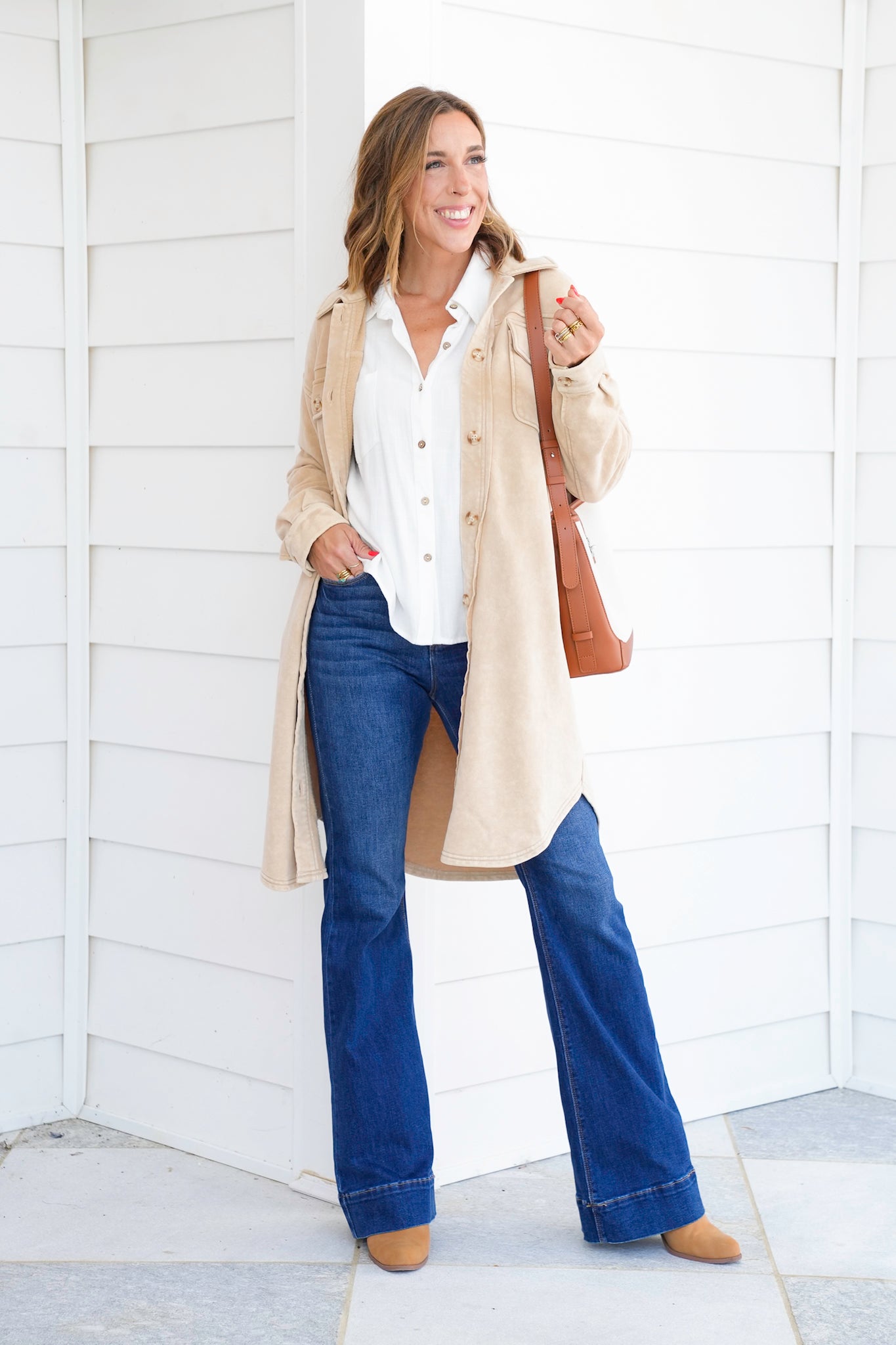 Mineral Washed Long Sleeve Button Up Jacket