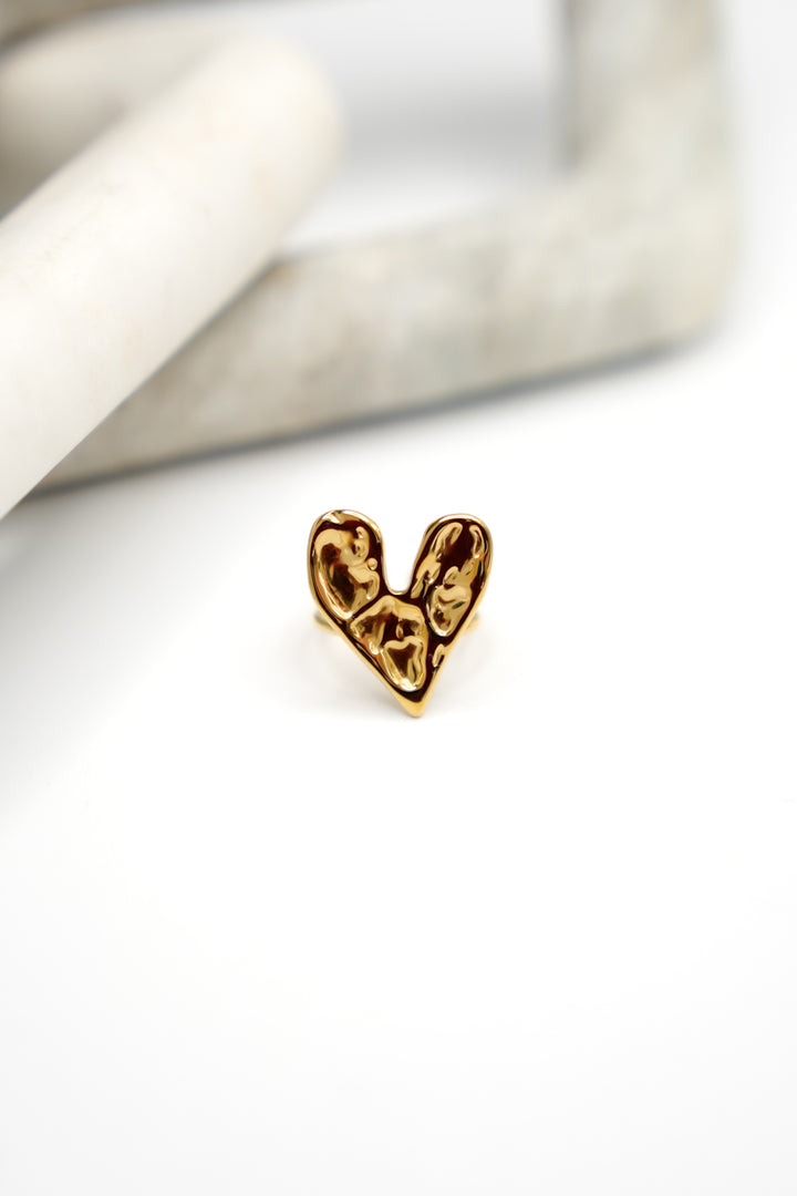 Irene Sculpted Gold Heart Ring