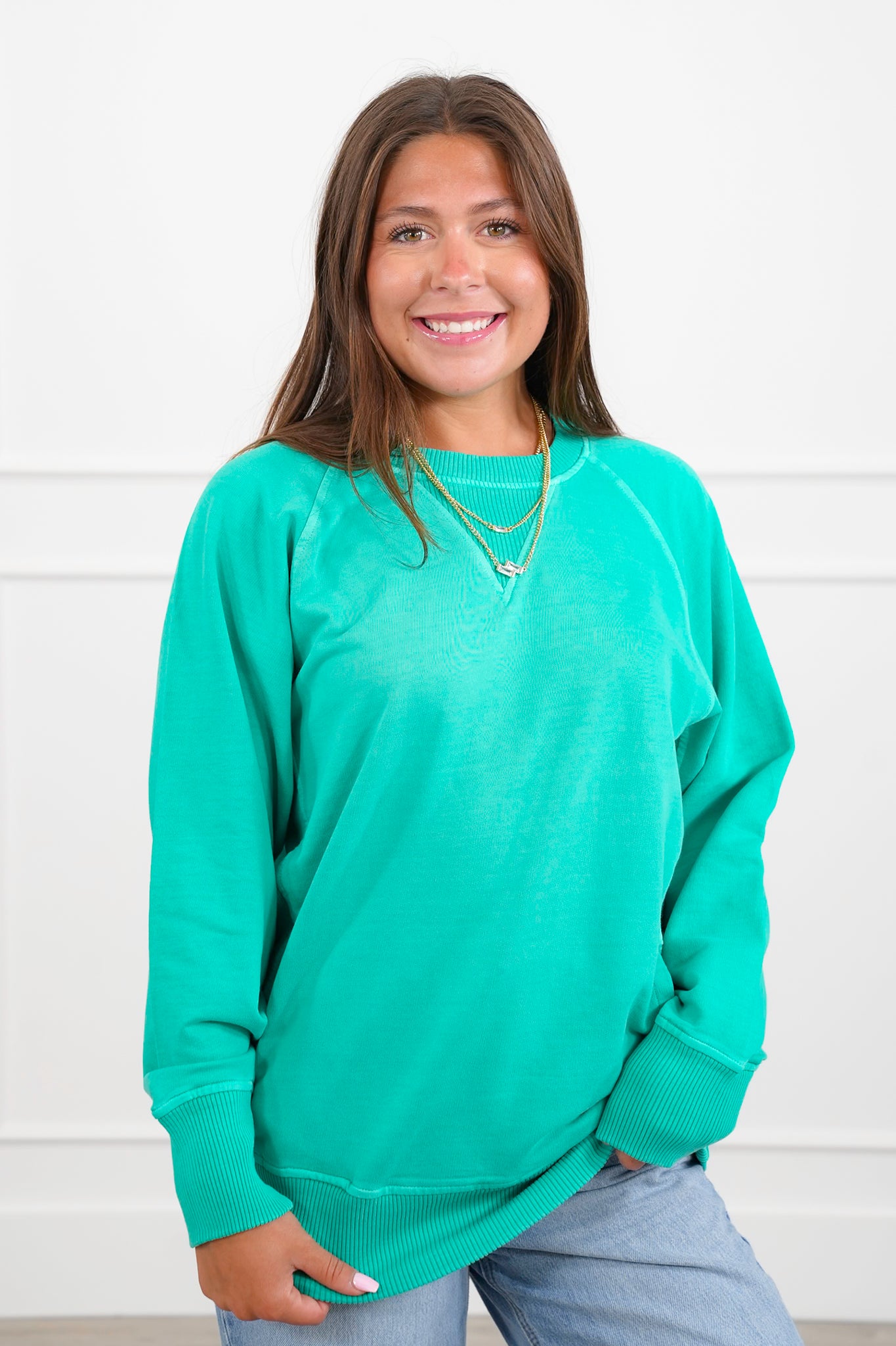 Door Buster! PLUS/REG Zenana Pigment Dyed French Terry Pullover with Pockets
