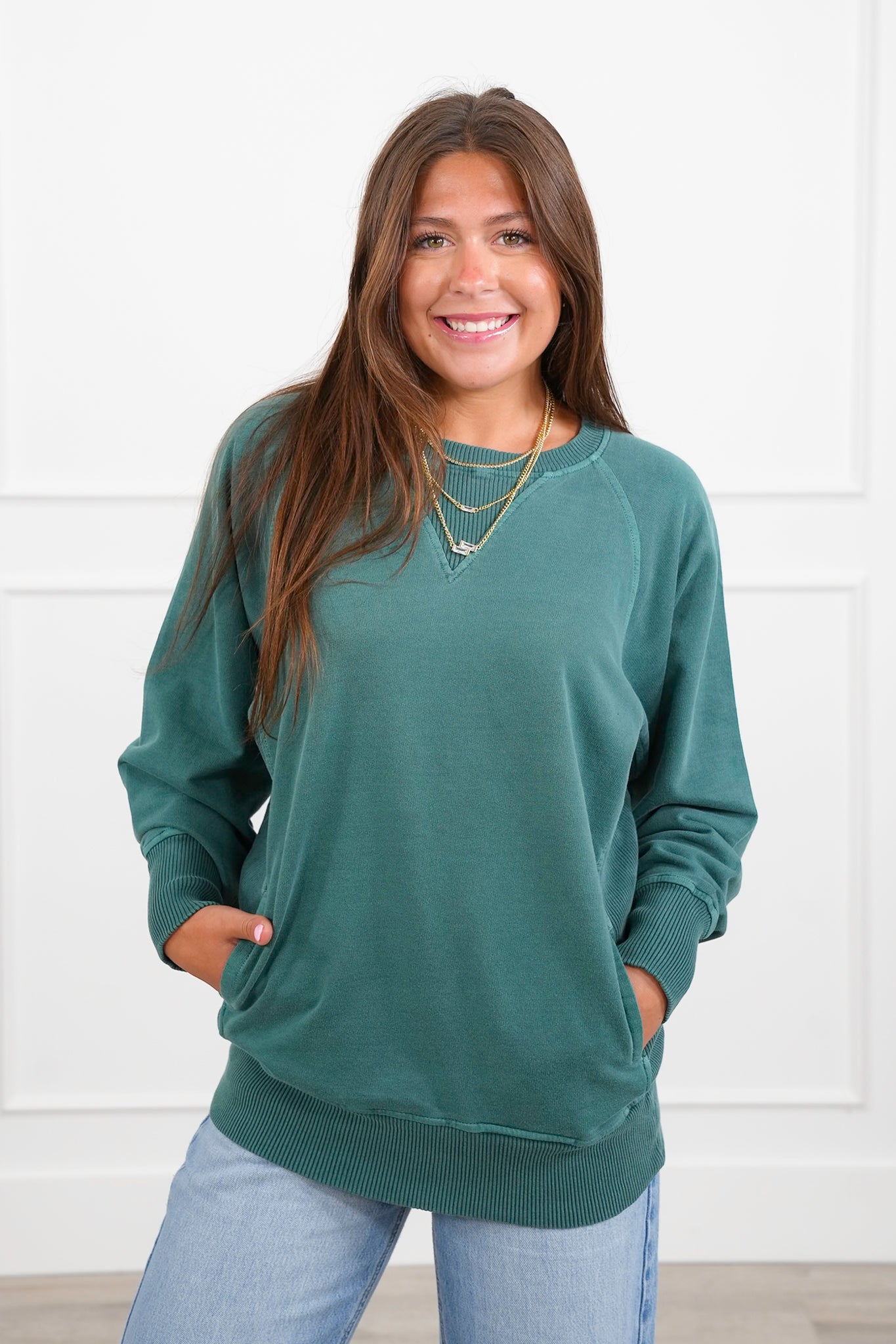Door Buster! PLUS/REG Zenana Pigment Dyed French Terry Pullover with Pockets